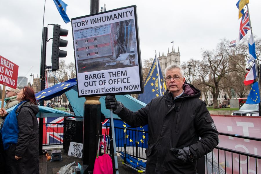 Steve Bray and his cohorts stage a weekly anti Tori and ant Brexit demo in Westminster