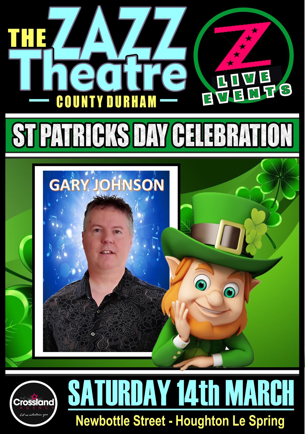 St Patrick’s night singer Gary Johnson and the Riverdancing Girls - Sat  14th March 2020