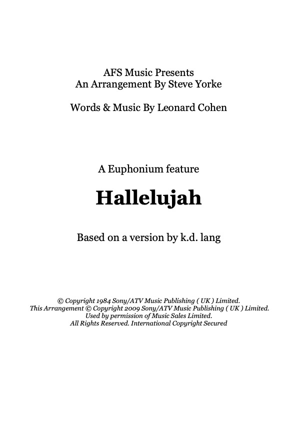 Hallelujah - Euphonium feature