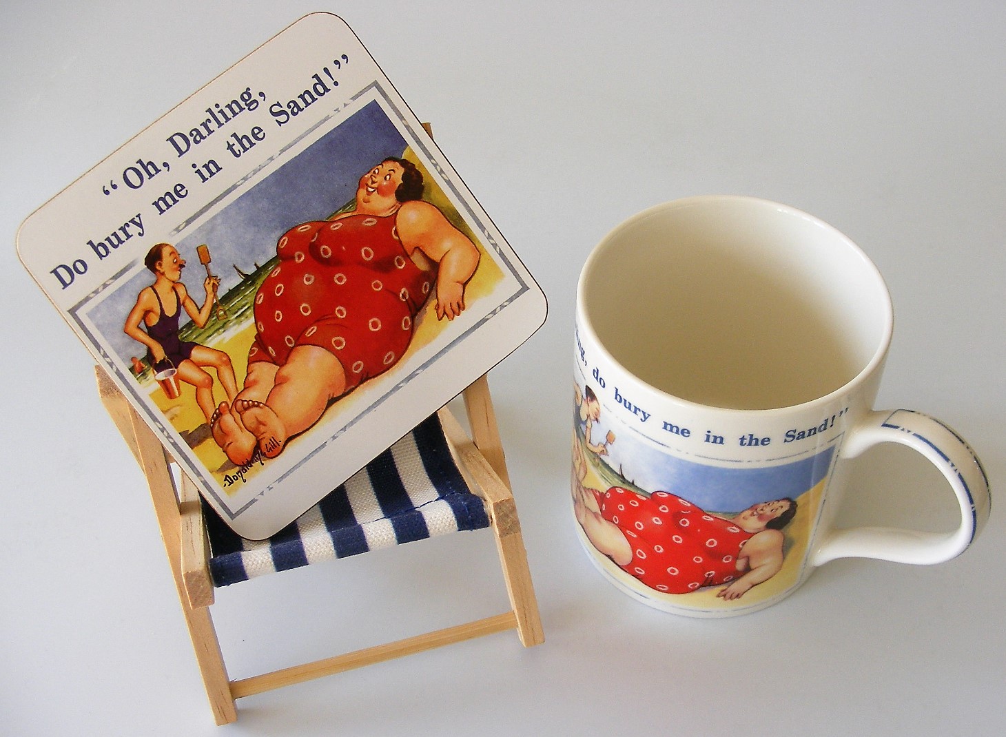 Retro Saucy Seaside Postcard Donald McGill China Mug & Coaster