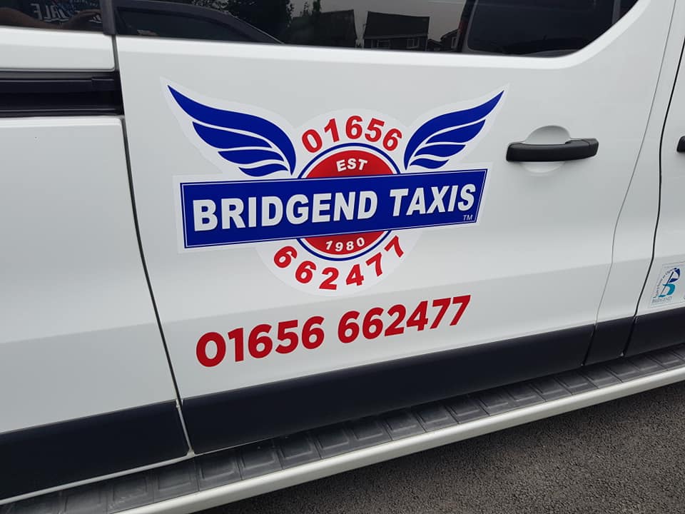 Bridgend Taxis door logo