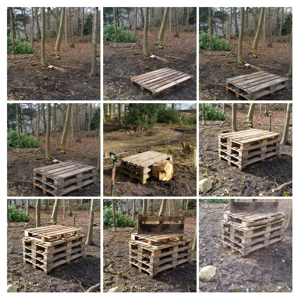 Demonstration of how to create an insect hotel from pallets