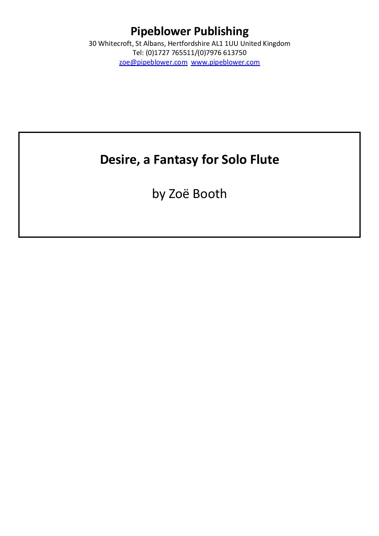 Desire for by Zoë Booth  for solo flute
