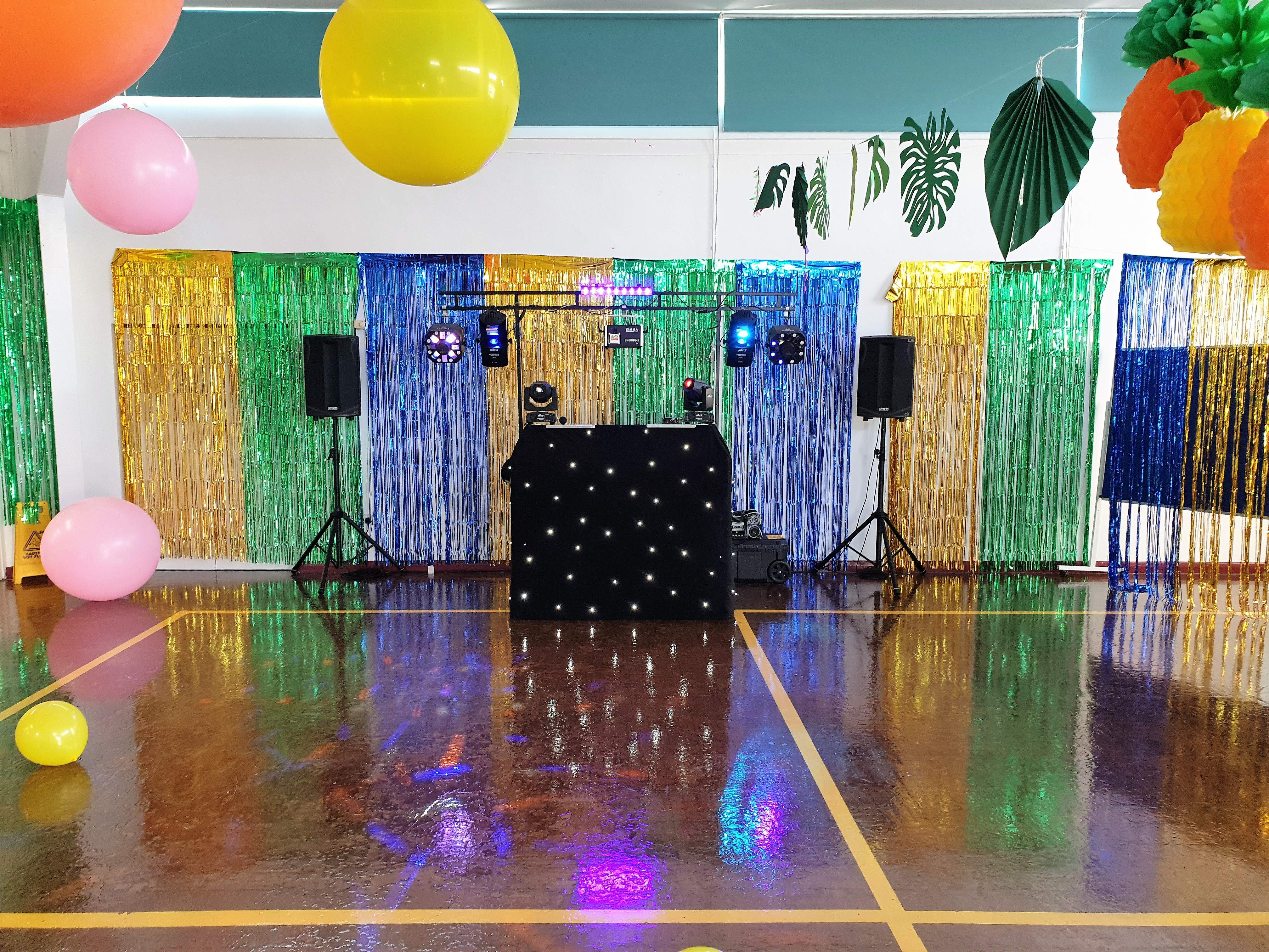 Setup in a local school for the year 6 leavers party..