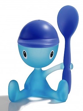 A di Alessi Cico Egg Cup, with salt shaker and spoon - Blue