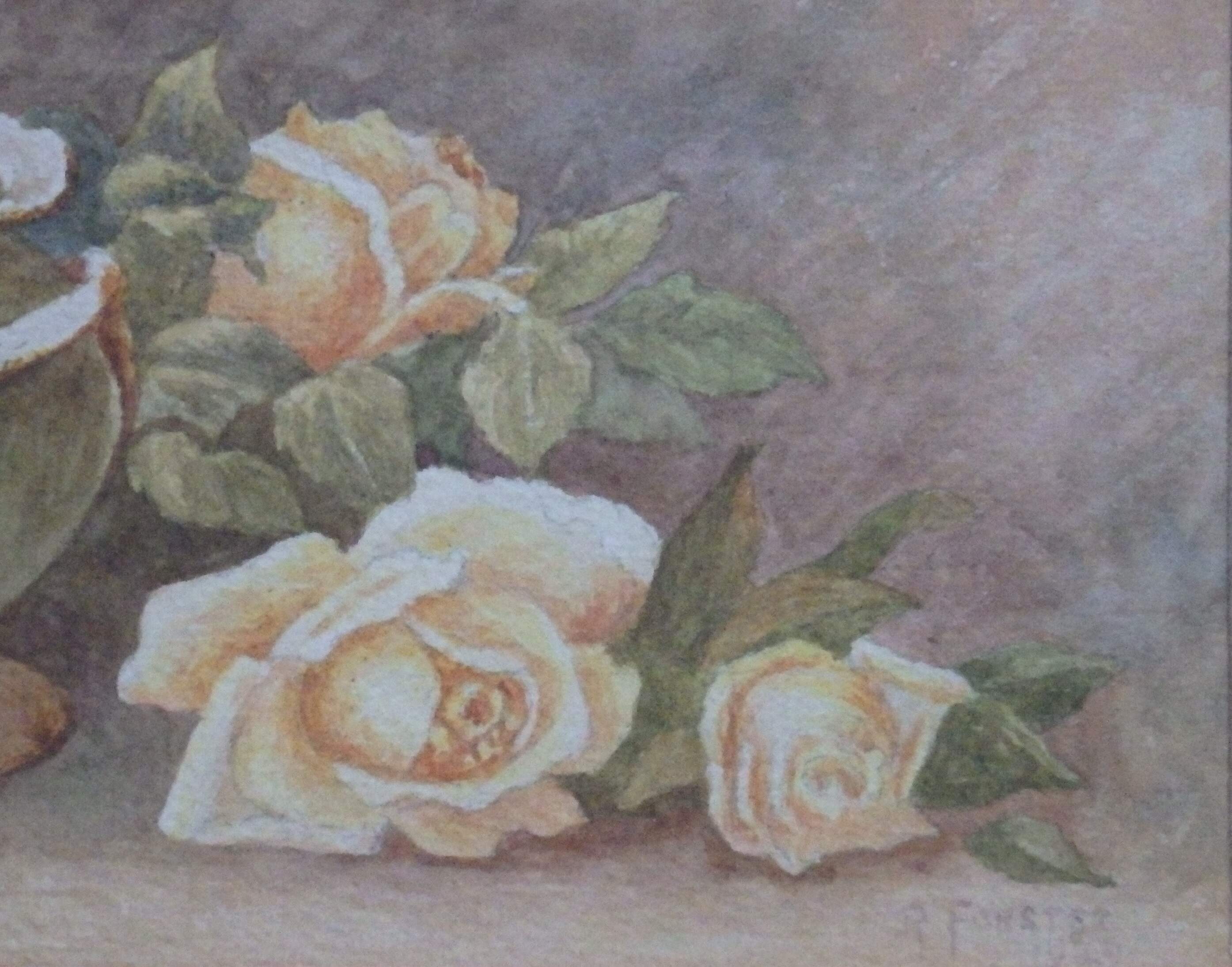 STILL LIFE. VINTAGE SUGAR - BOWL AND ROSES. WATERCOLOUR - R. FORSTER(1929).