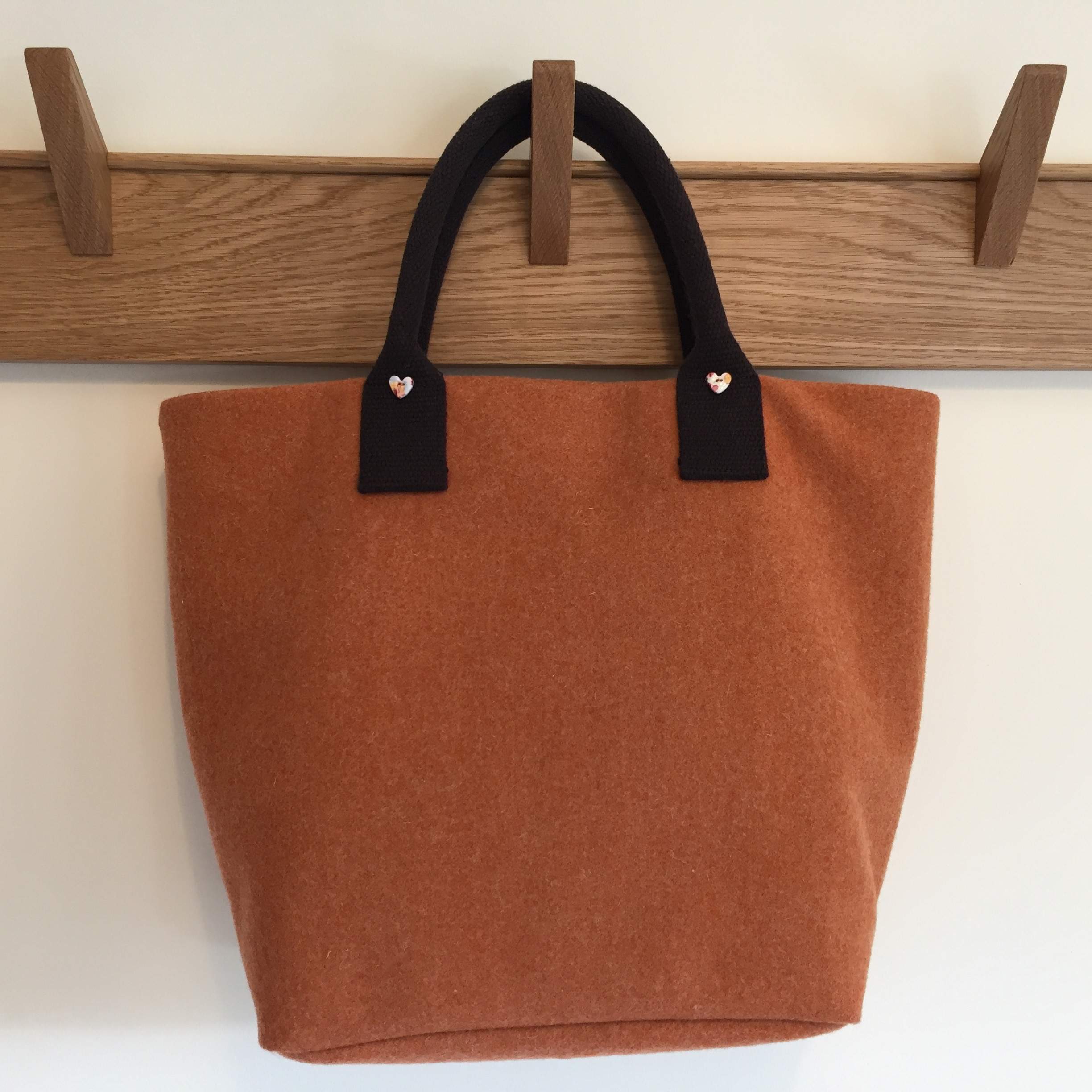 Wool Tote in Burnt Orange with Front Pocket