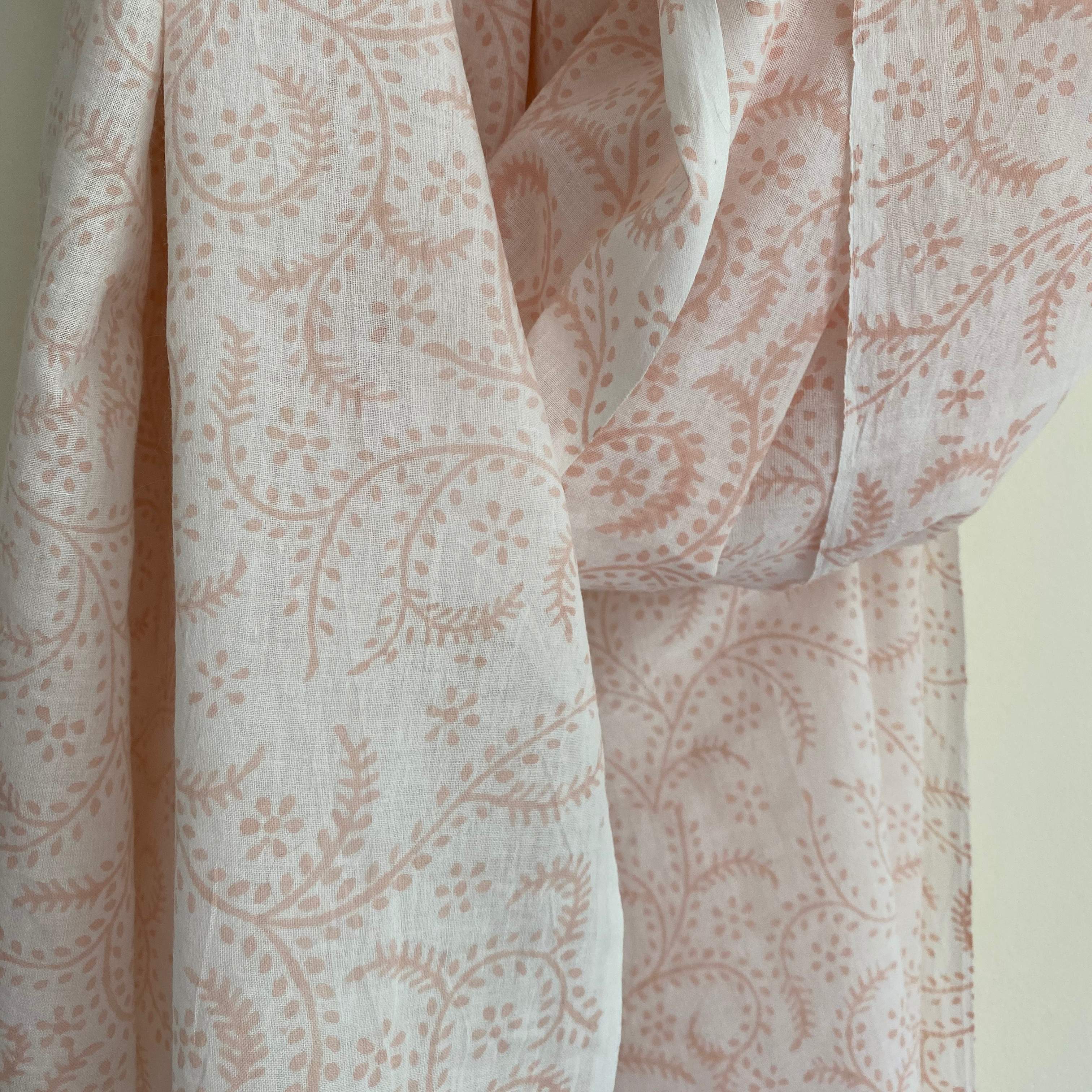 Pink Handloom Block Printed Cotton Scarf