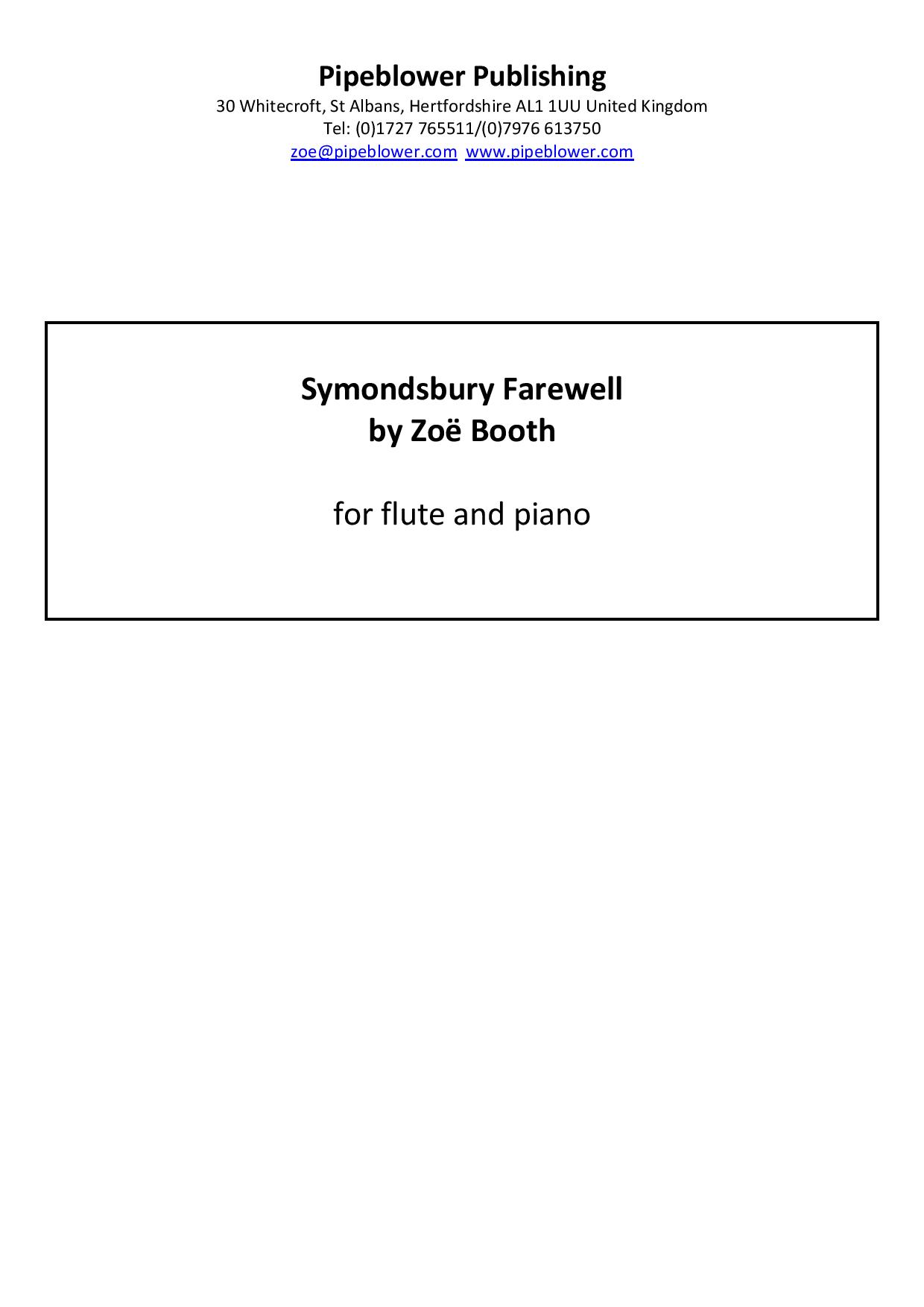 Symondsbury Farewell for Flute and Piano by Zoë Booth