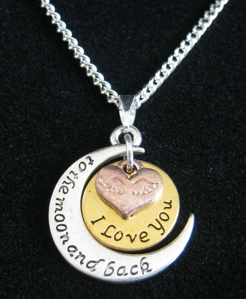 I Love you to the moon and  back Silver Plated Necklace in Gift Box