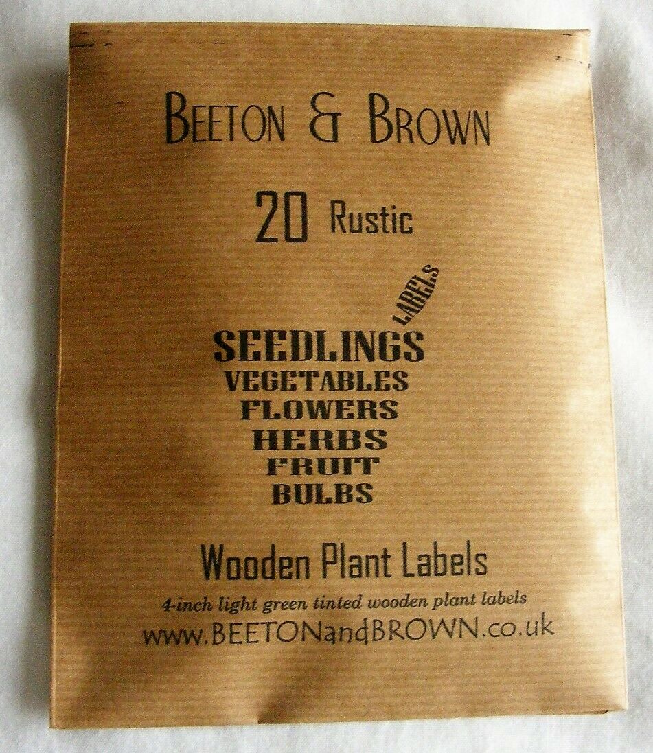 Proper labels TWENTY Rustic wooden plant pot and tray blank labels & pencil