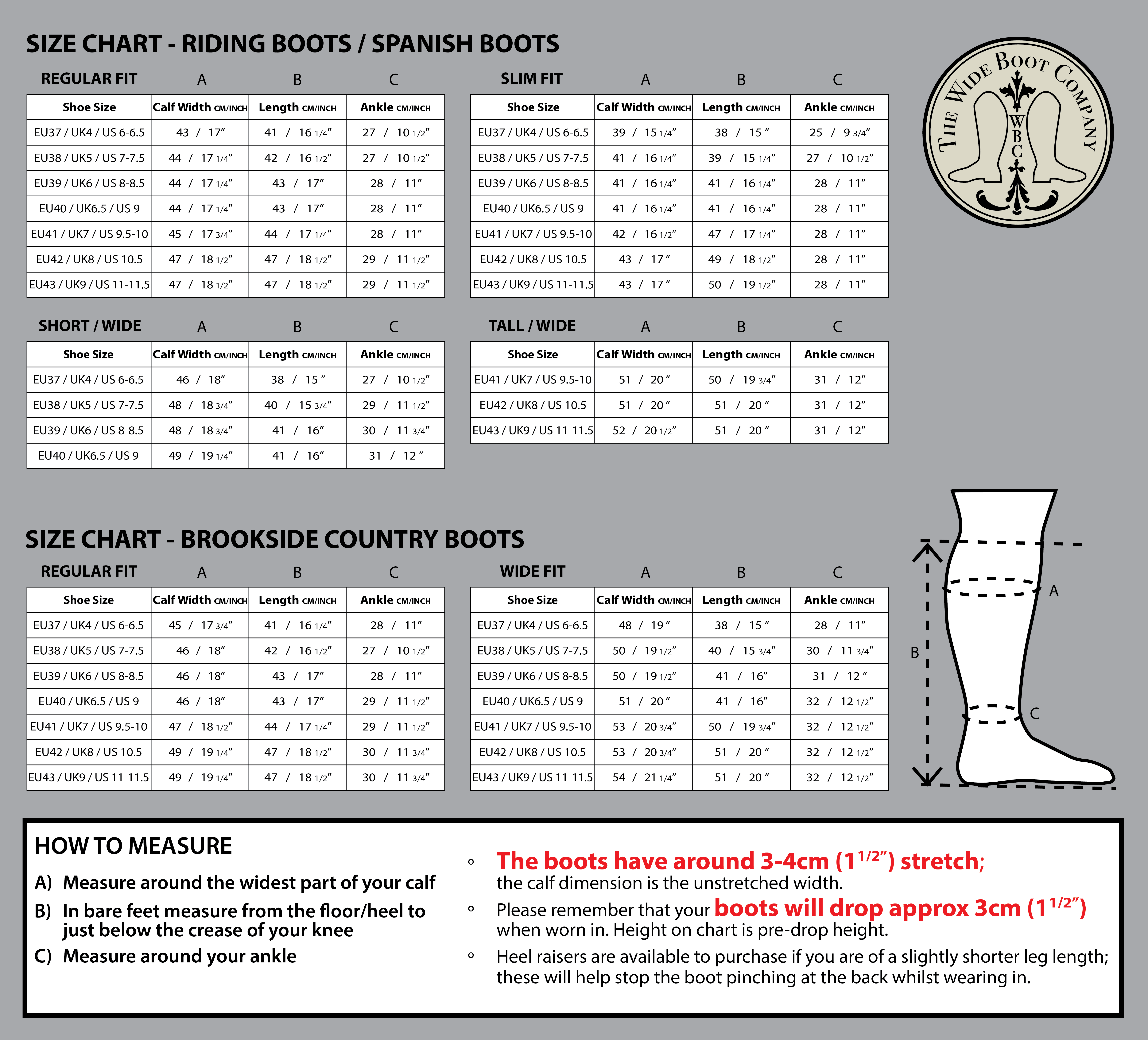 Boot Size Chart Men's