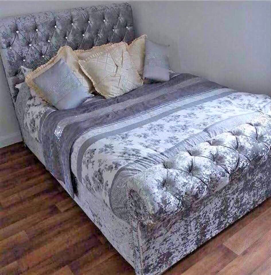 'GENEVA' Scroll Sleigh Frame Bed