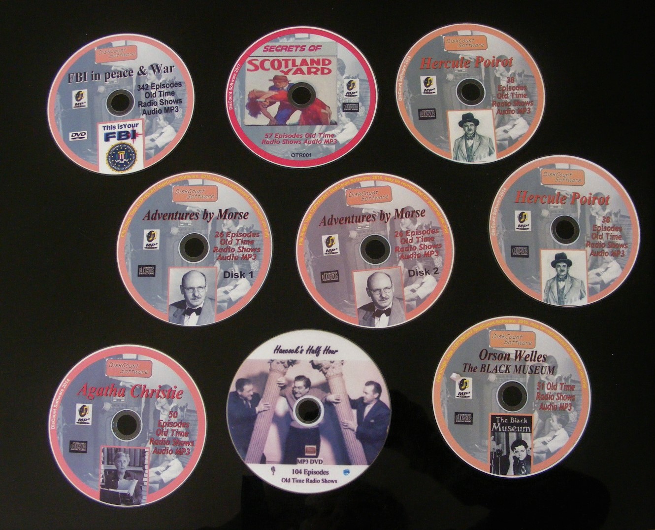 Detective and Comedy Nine OLD Time RADIO series Mp3 CD’s