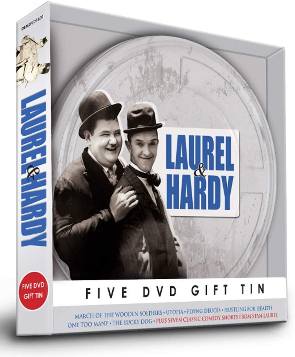 Laurel and Hardy Film Reel Collection - 5  DVD Films in reproduction cinema reel Gift Tin