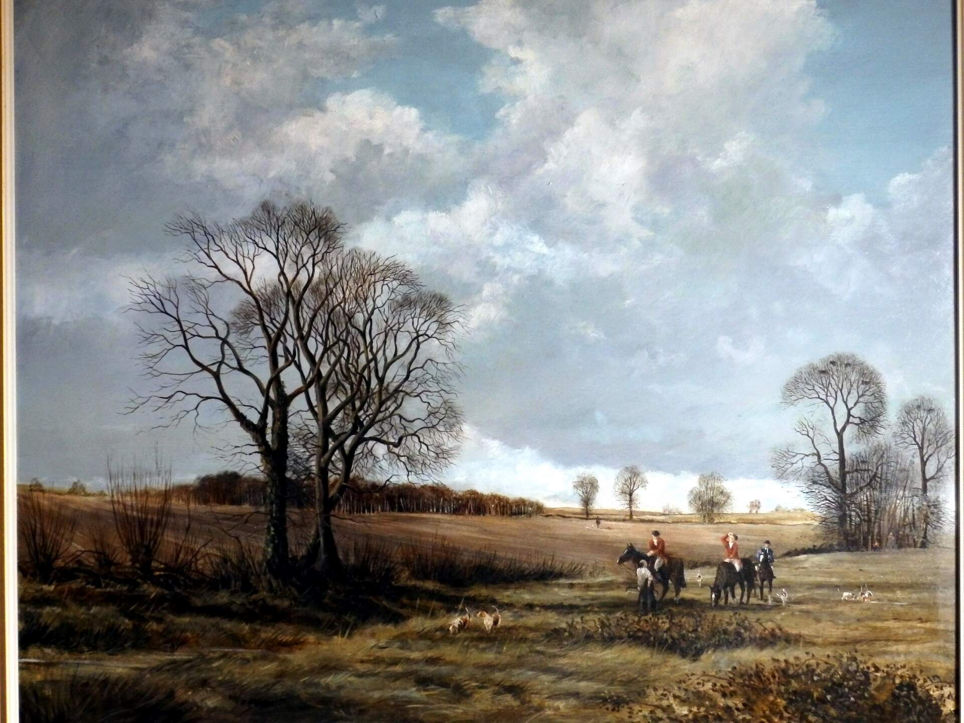 THE HUNTING FOR A FOX. OIL PAINTING ON BOARD. JOHN EDMUND MACE.