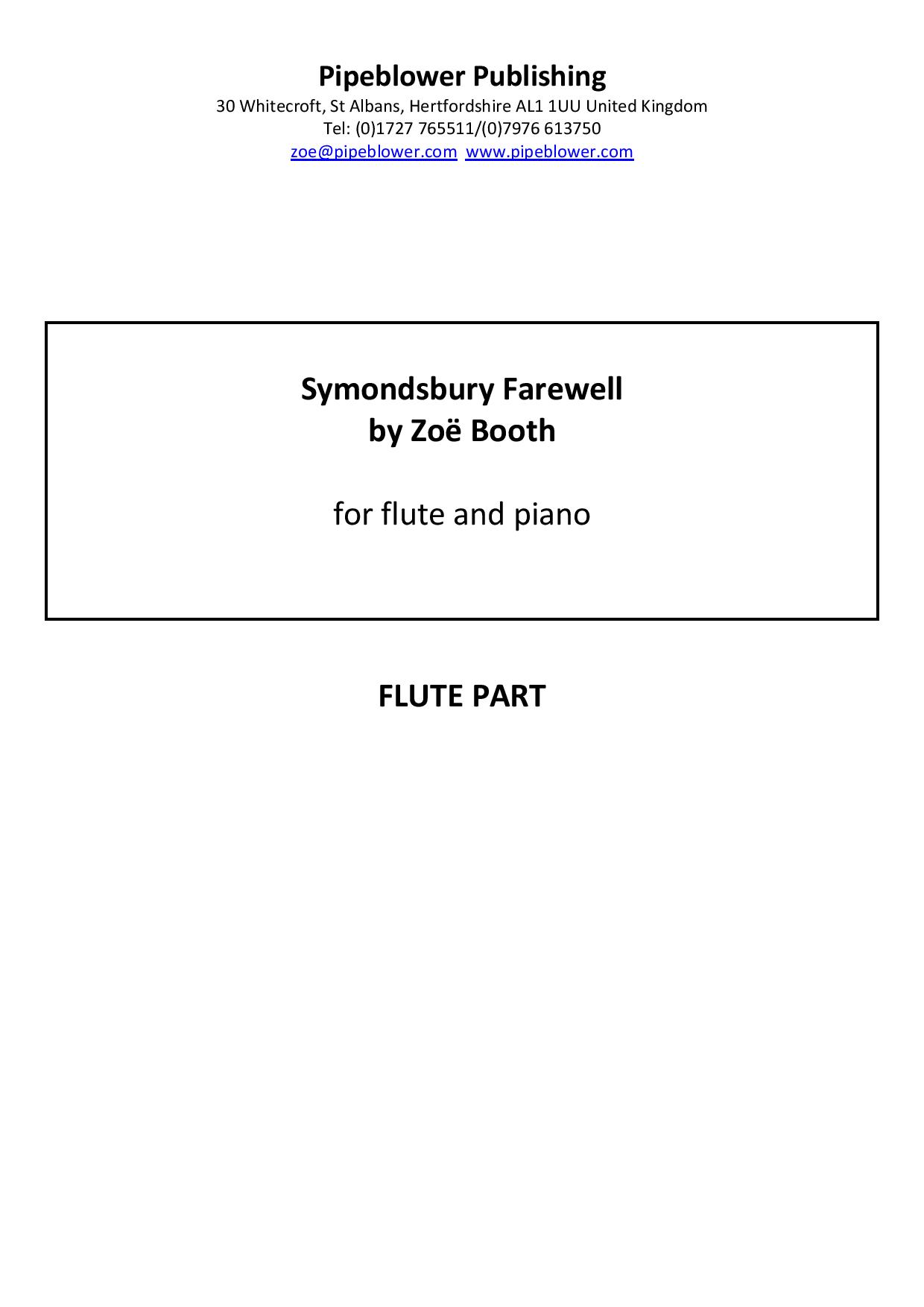 Symondsbury Farewell for Flute and Piano by Zoë Booth