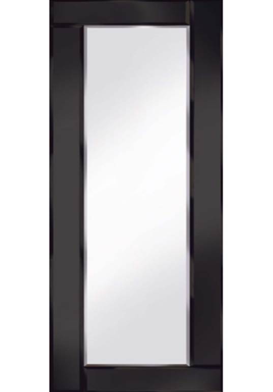 Bevelled Mirror With Plain Border - Black Glass
