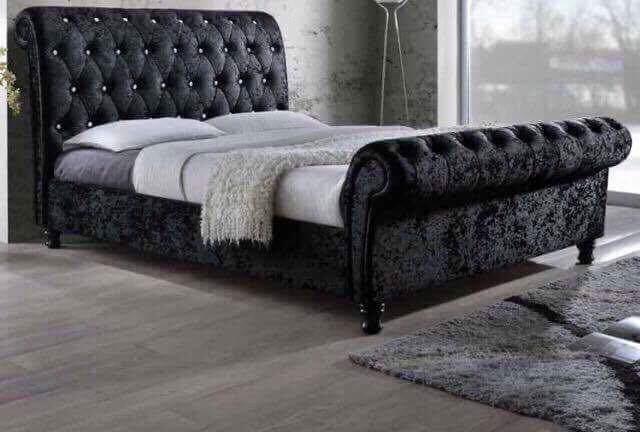 'GENEVA' Scroll Sleigh Frame Bed