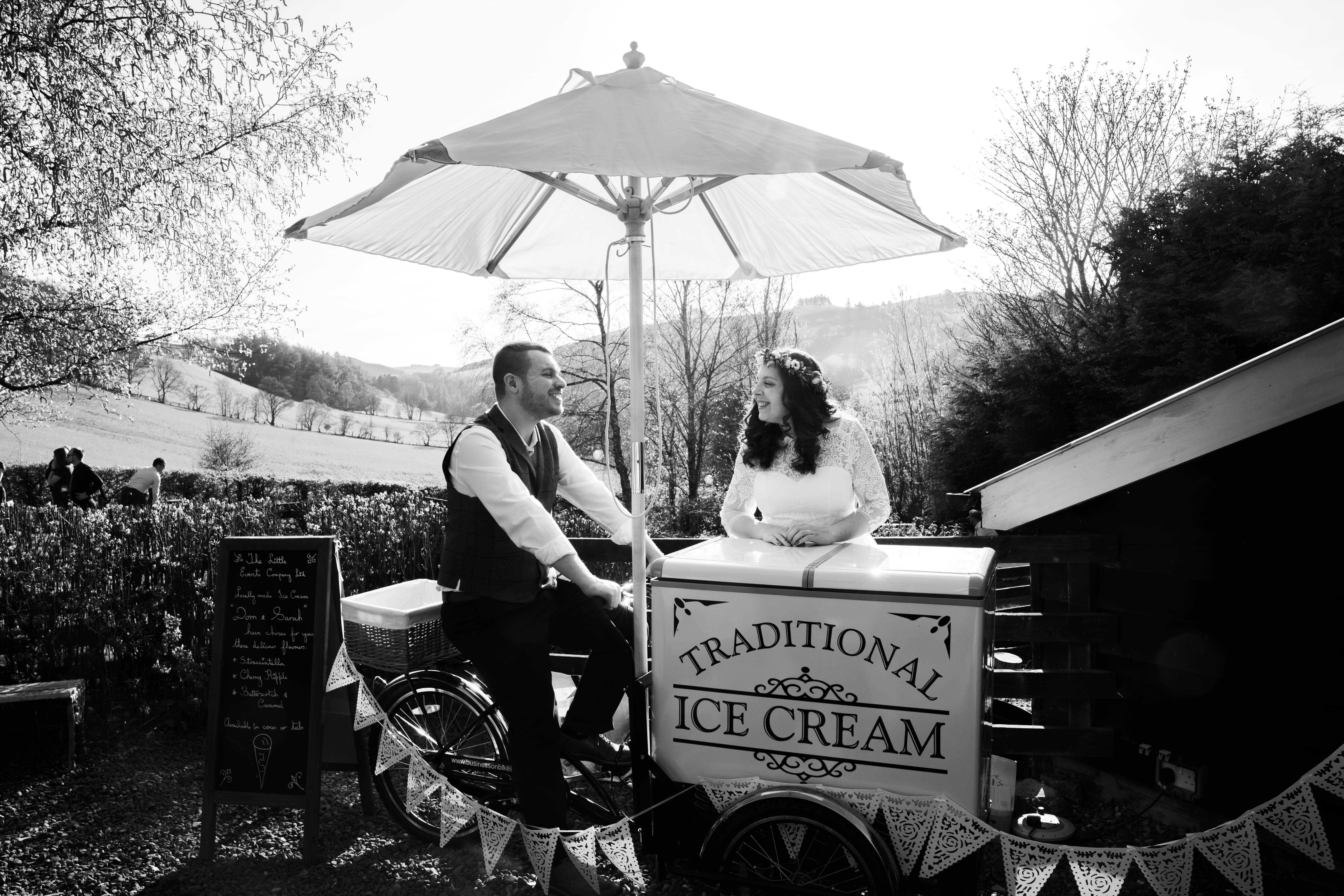 Ice Cream Trike at Glyngynwydd Wedding Barn
