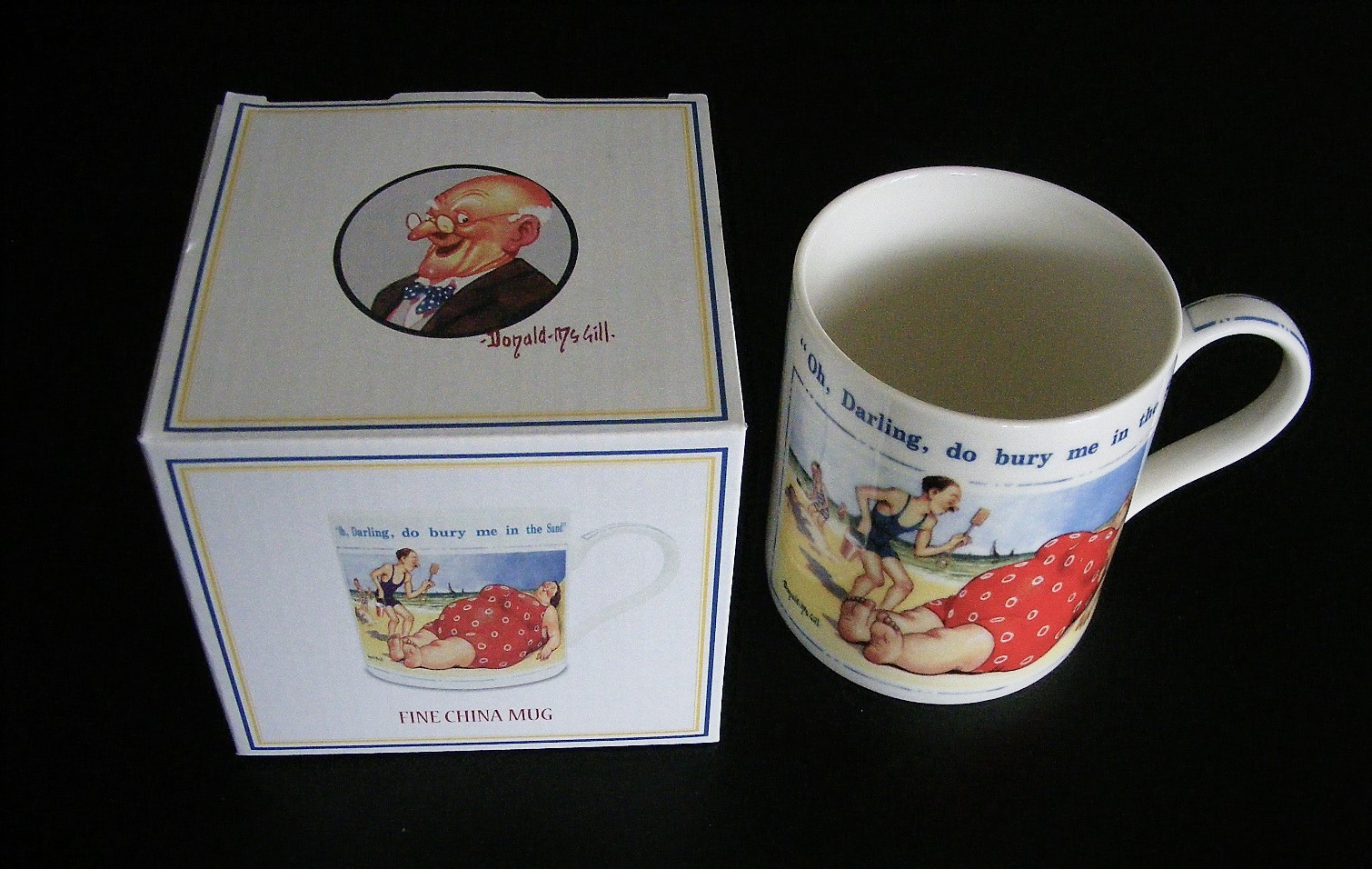 “Oh, darling do bury me in the sand” - McGill Saucy Postcard China Mug and Coaster