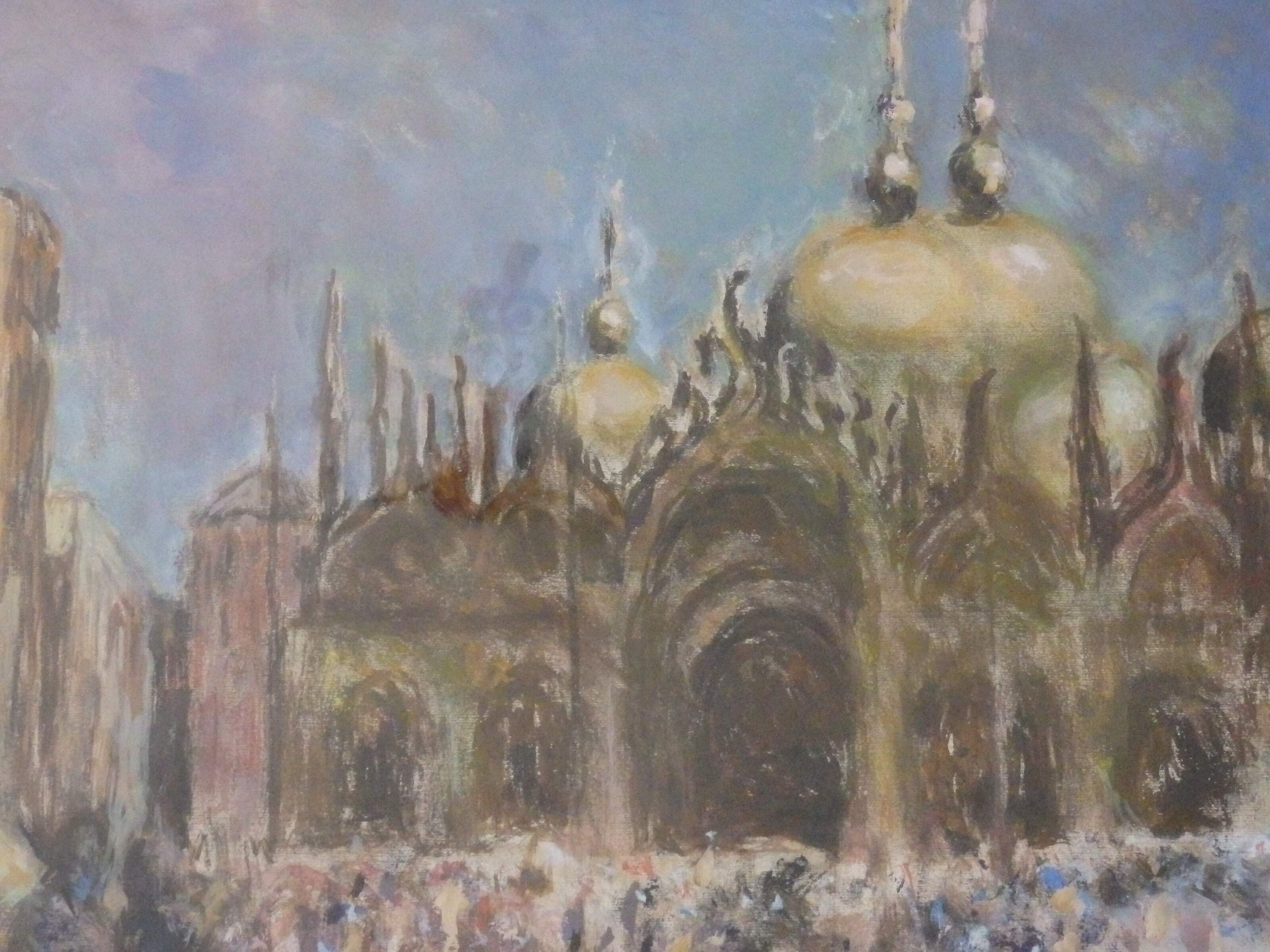 VENICE - VIEW OF SAINT MARK'S SQUARE. MIXED MEDIA PAINTING. EVE DISHER.