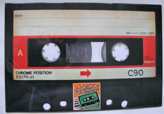 Large vintage C 90 Cassette 17 inch disposable paper place mats - RED