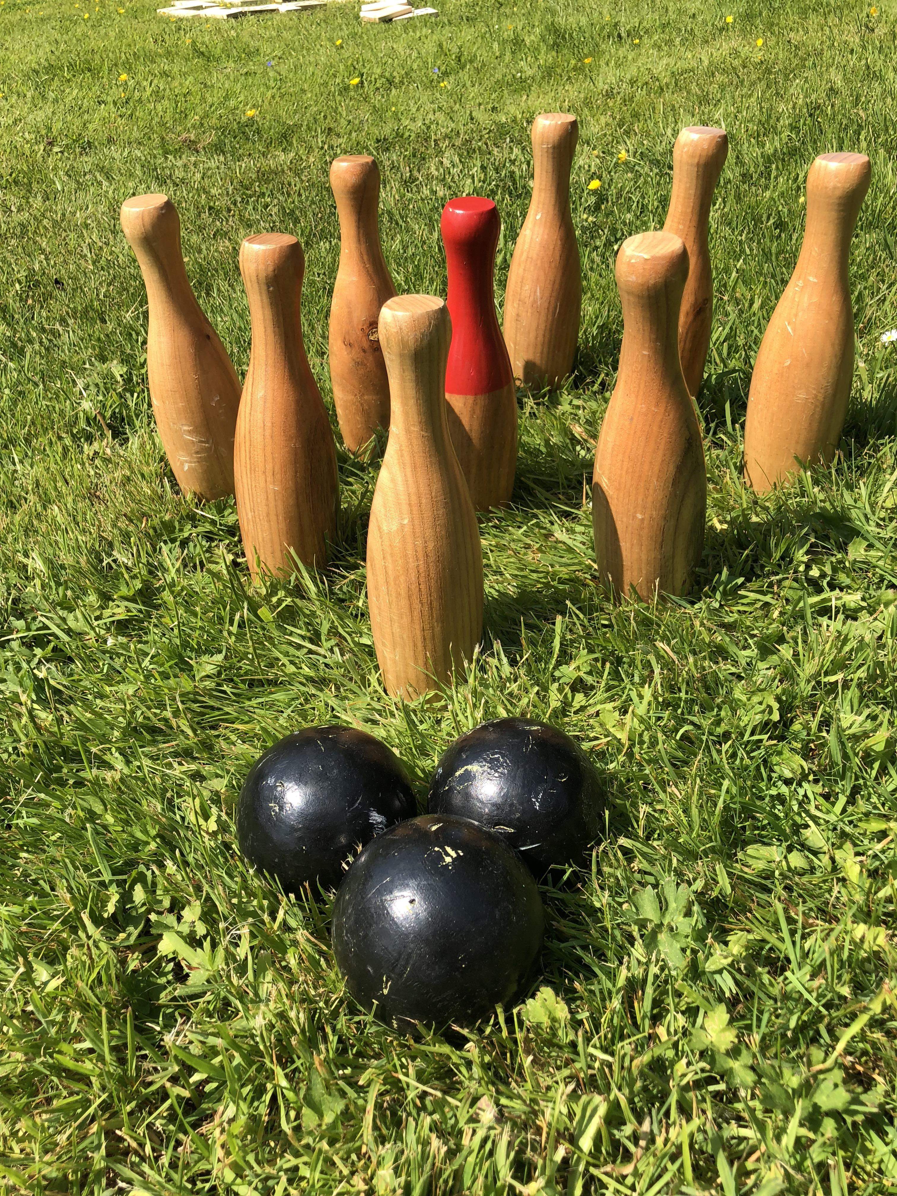 Wooden skittles et available for hire