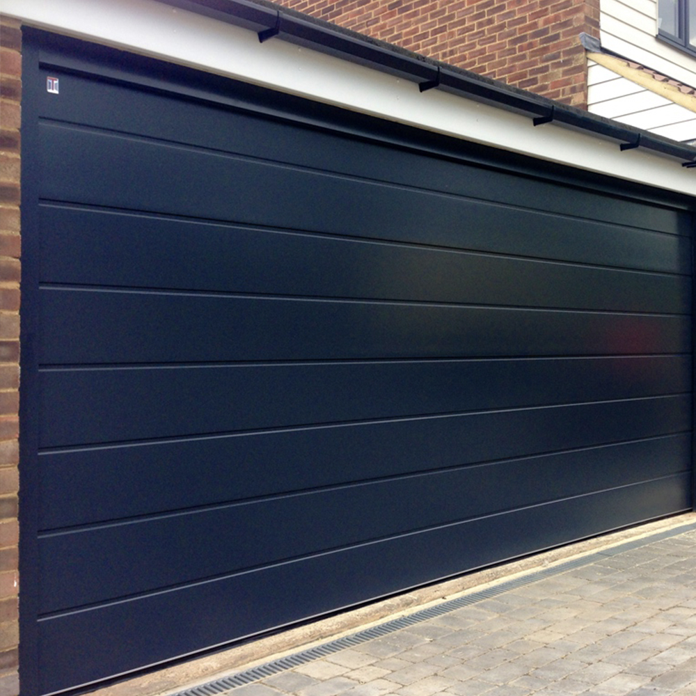 Double Insulated Smooth (Anthracite Grey) M-Ribbed Sectional Garage Door.