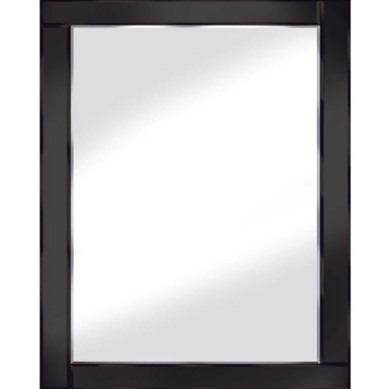 Bevelled Mirror With Plain Border - Black Glass