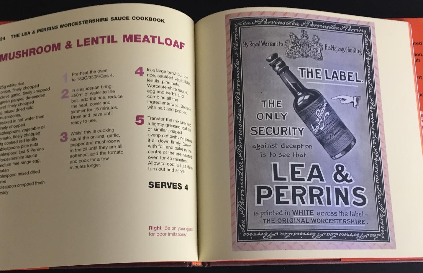 Worcestershire Sauce Cookbook Lea & Perrins - Hardback