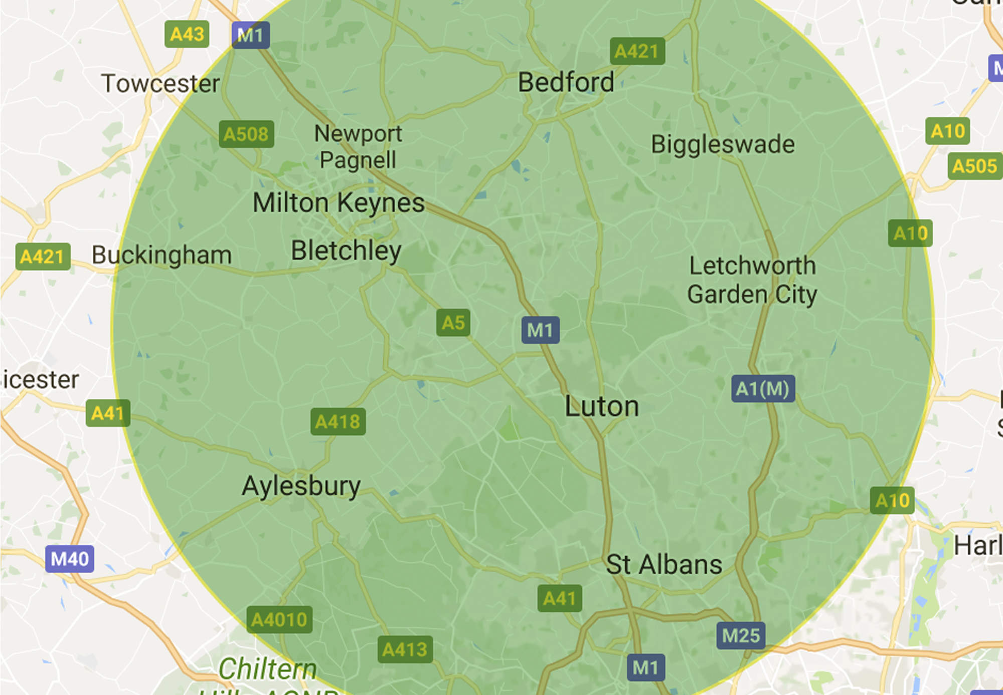 We cover Bedfordshire, Hertfordshire, Buckinghamshire and the surrounding areas.
