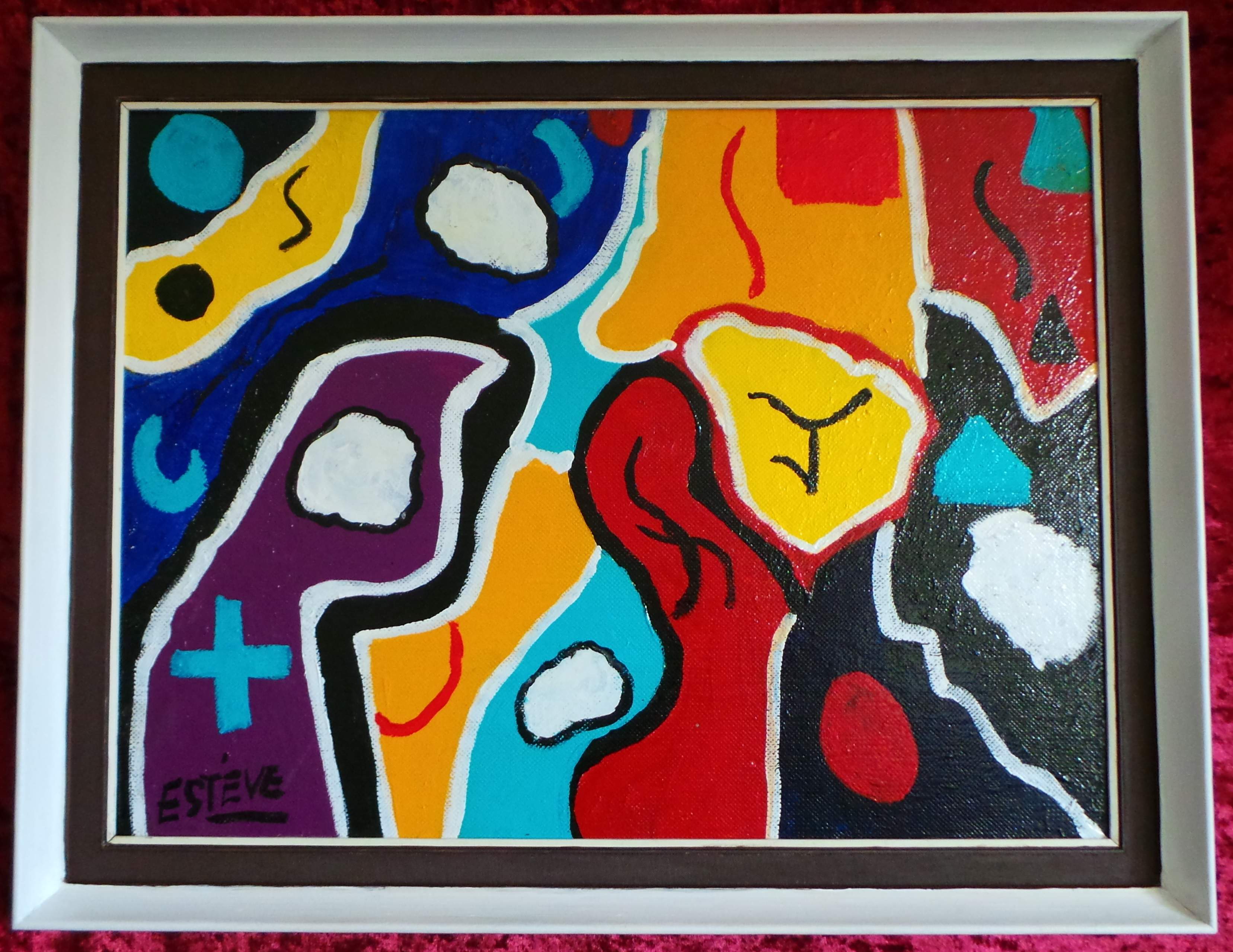 ABSTRACT OIL PAINTING IN STYLE OF MAURICE ESTEVE.