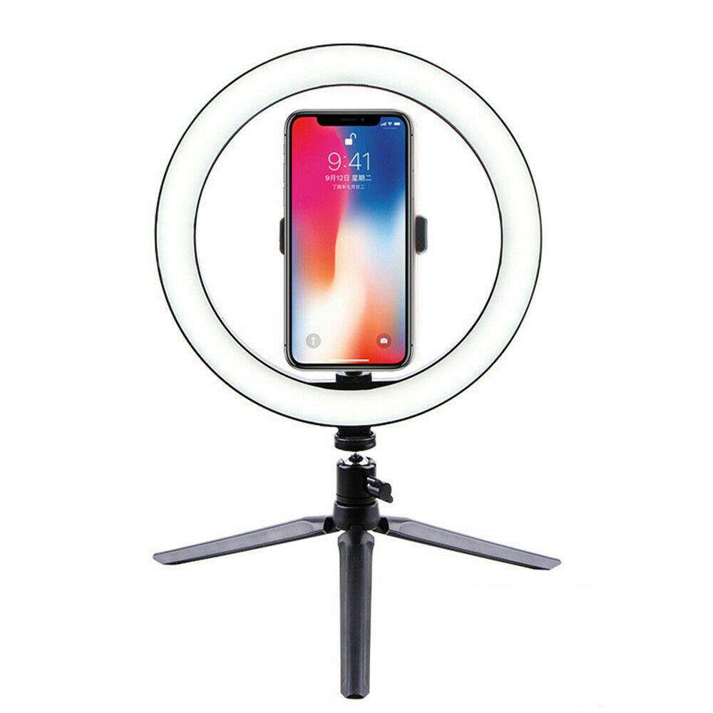 PHOTOLUX 10 Inch Ring Light LED with Desktop Tripod and Phone Holder