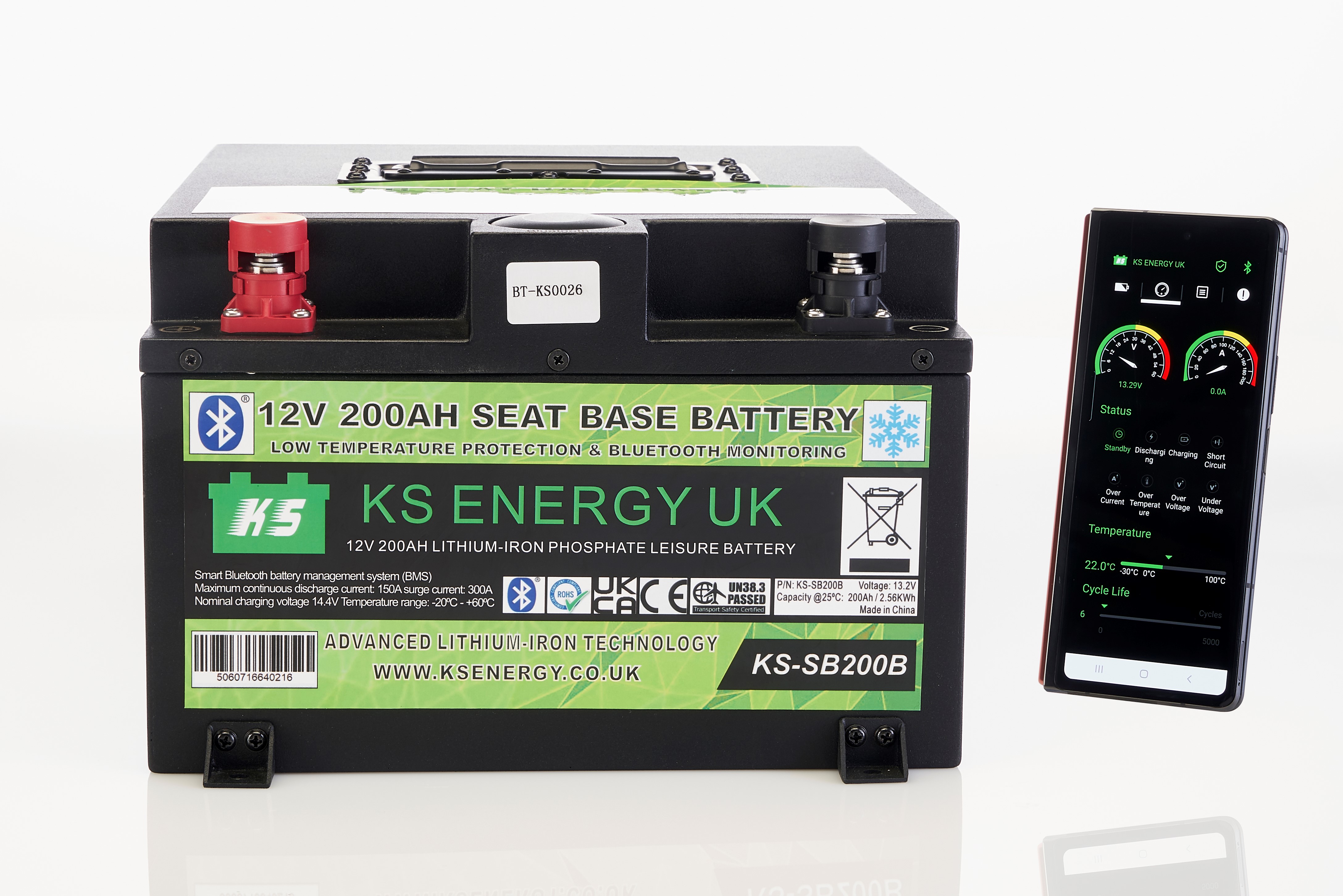 5b): KS-SB200B 12V 200AH  Seat Base lithium battery with bluetooth high power BMS