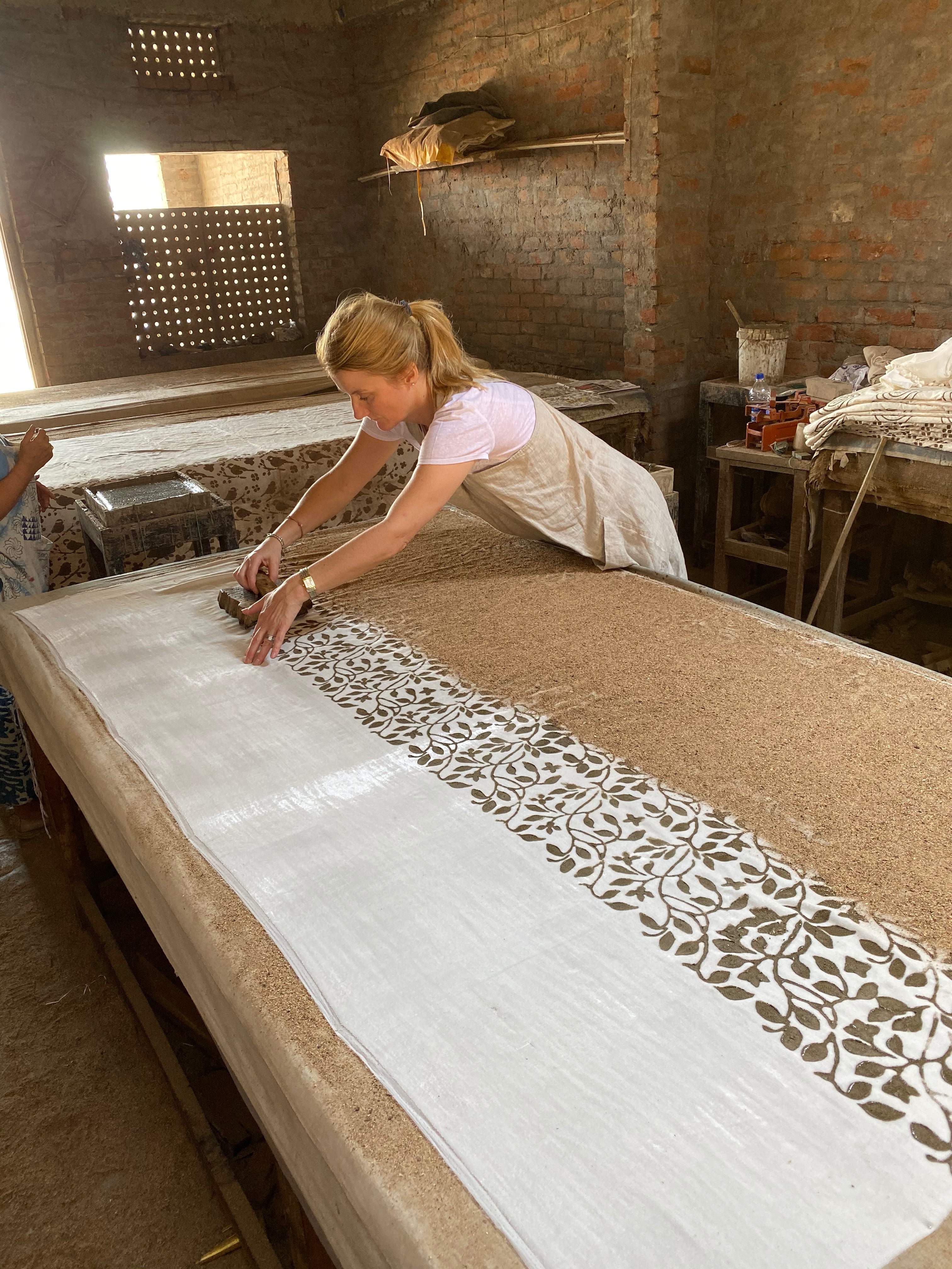 Hand Block-printed 'Dabu' Cotton Scarf