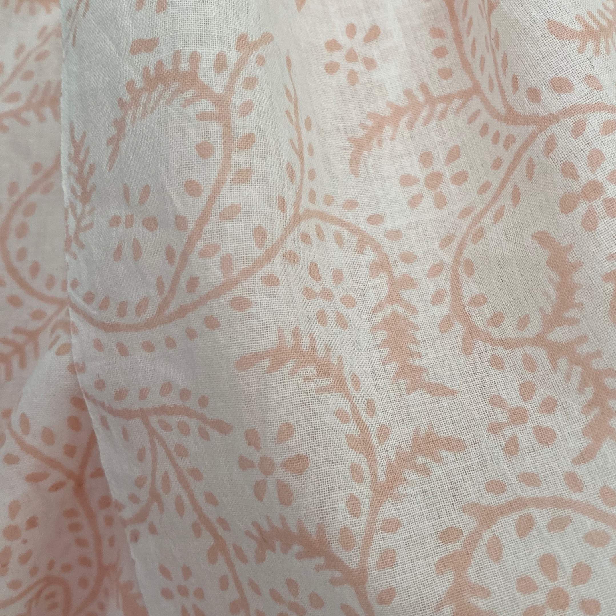 Pink Handloom Block Printed Cotton Scarf