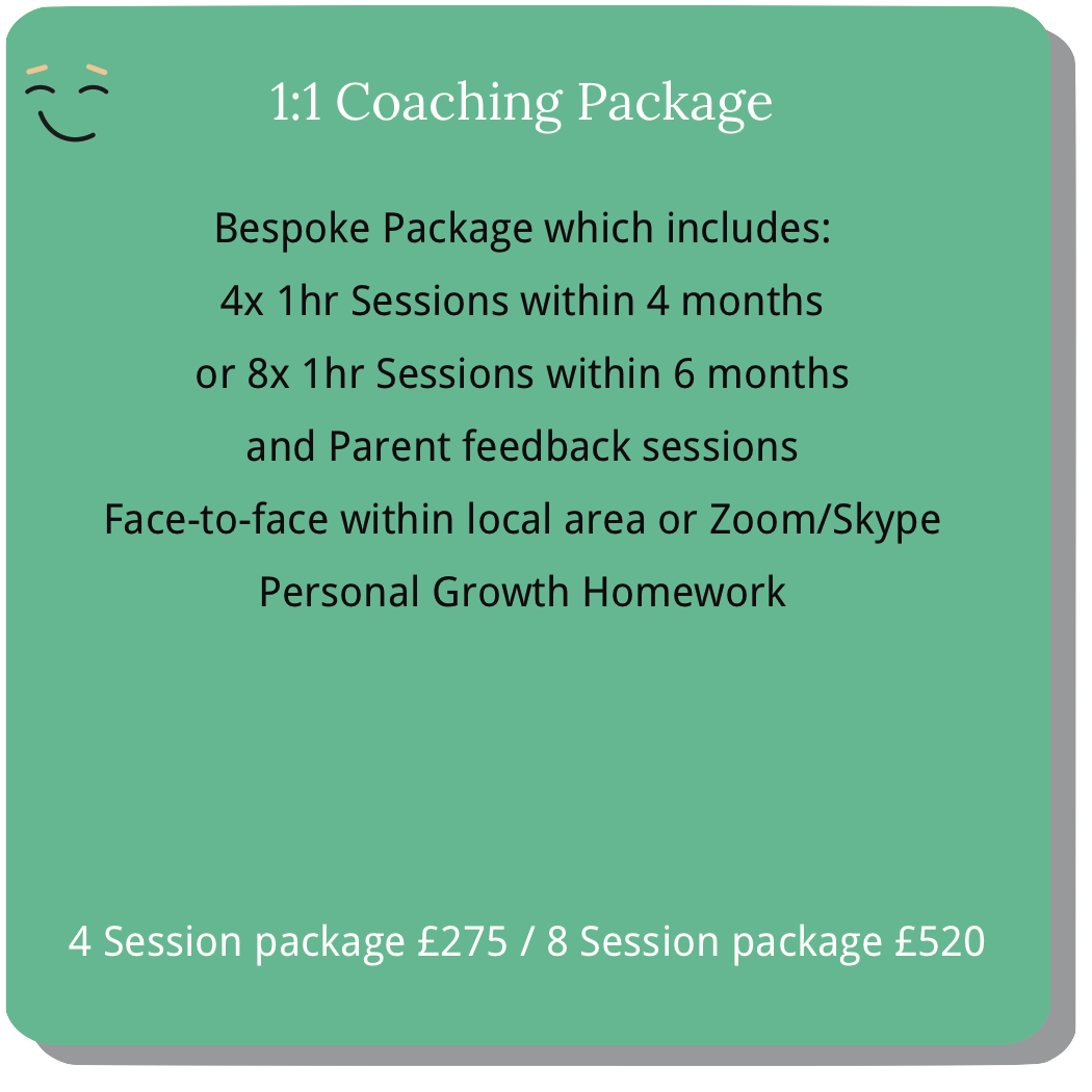 1 to 1 coaching package for teens. Four or eight one-hour sessions.