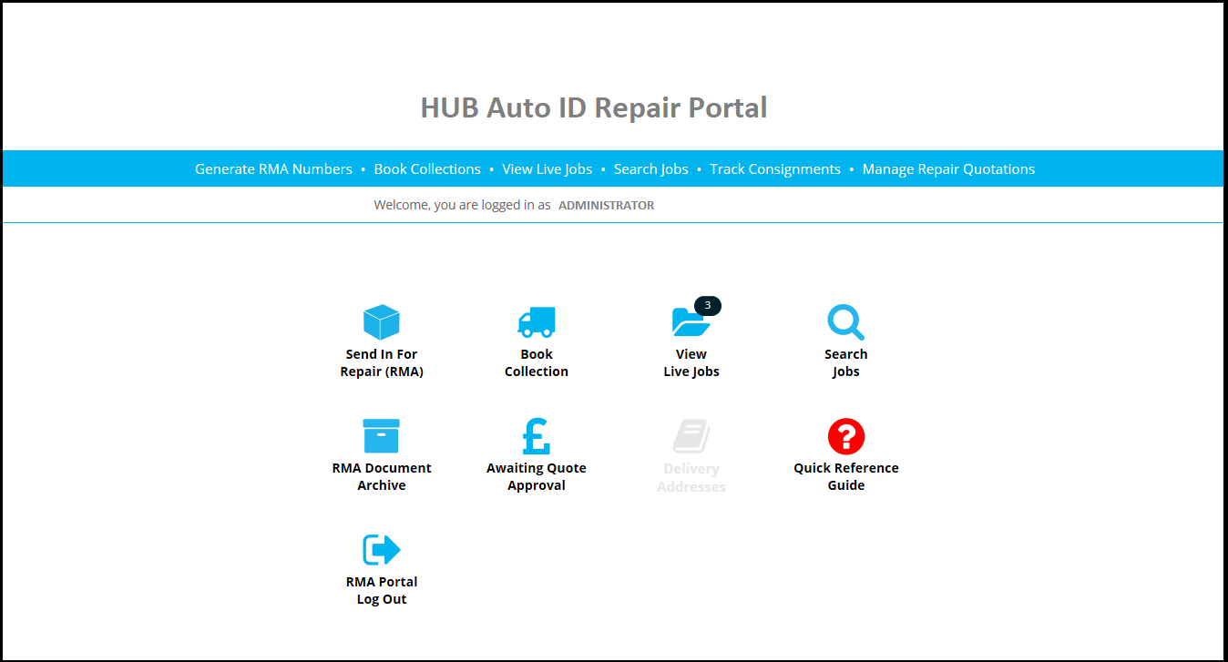 HUB Auto ID Online Repai Portal