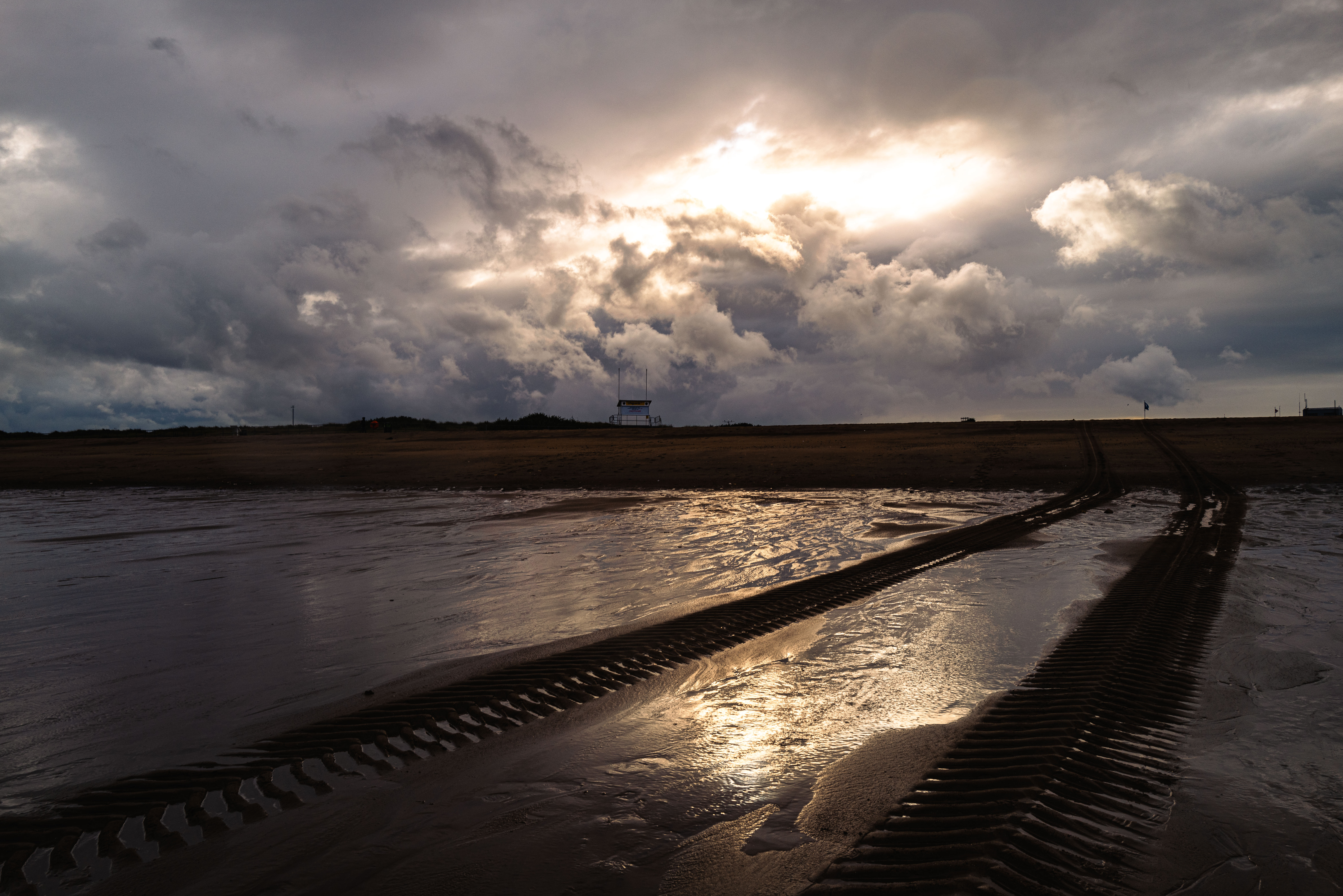 Evening Glow as the light is low over Skegness over the beach