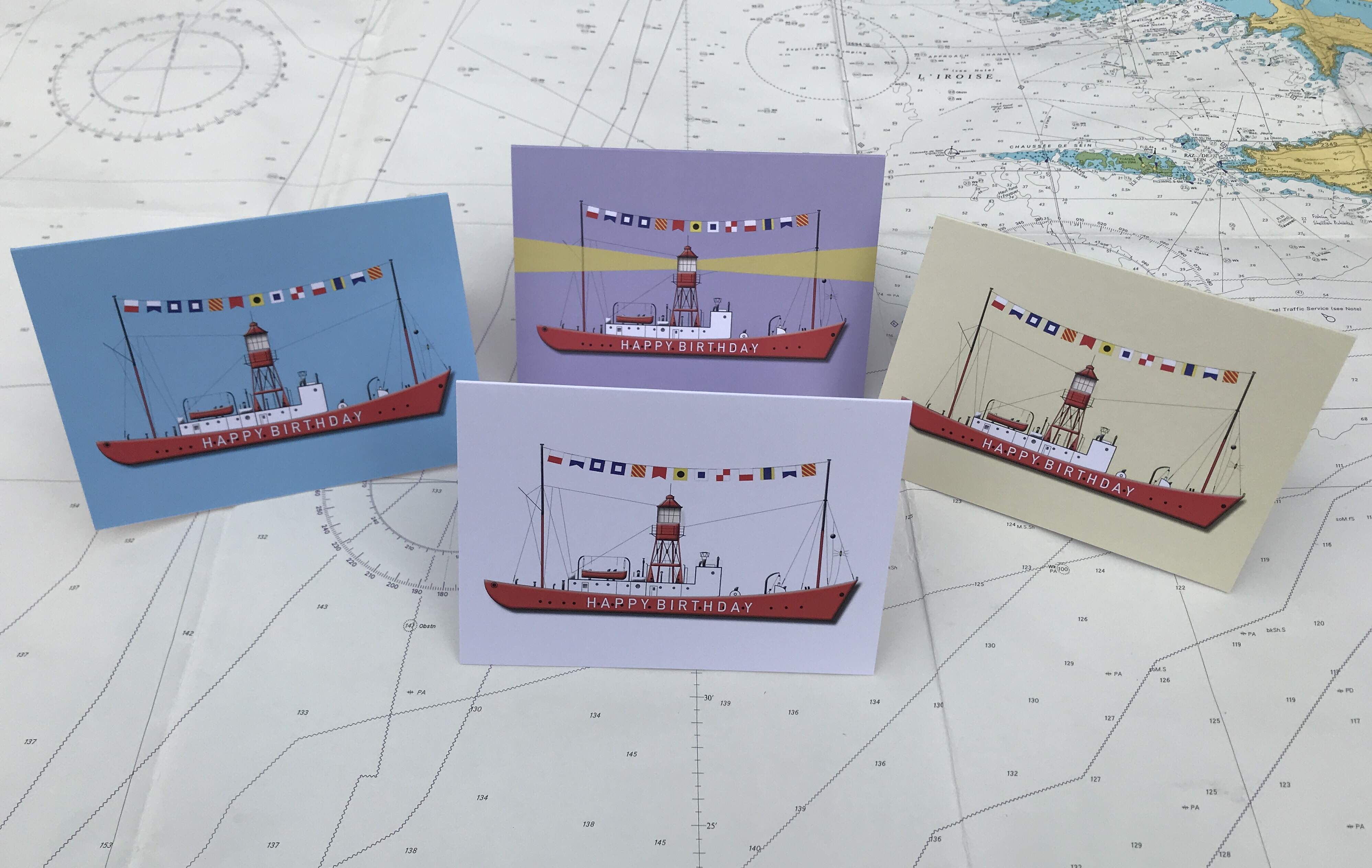 Happy Birthday - Lightship Greetings Cards - Pack of 4