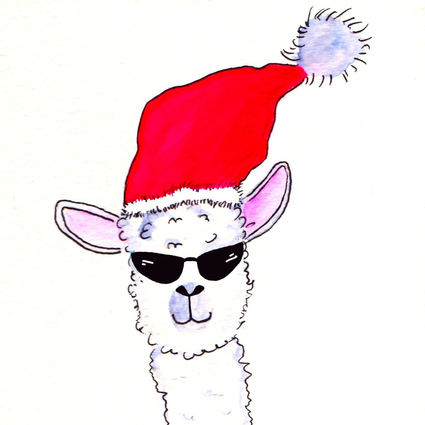 Christmas card: Cool Llama
