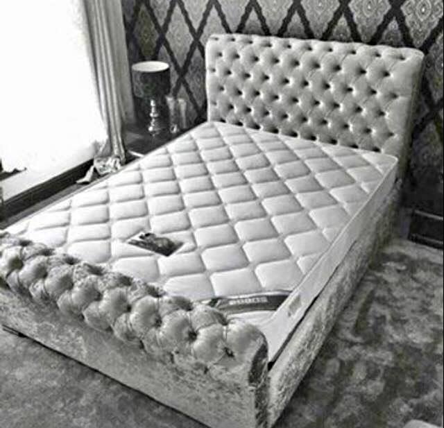 'GENEVA' Scroll Sleigh Frame Bed