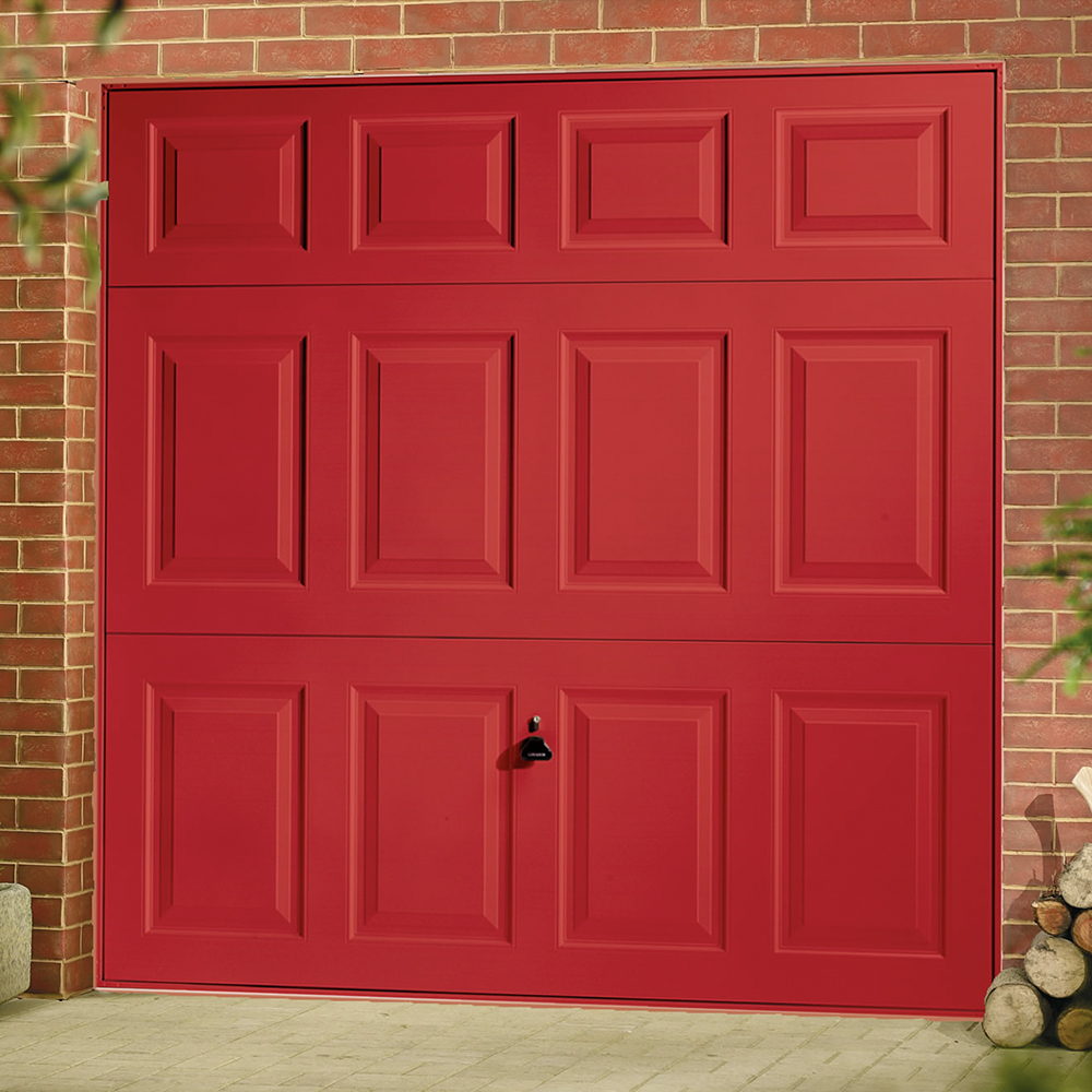Single Steel (Red) Beaumont Canopy Garage Door.