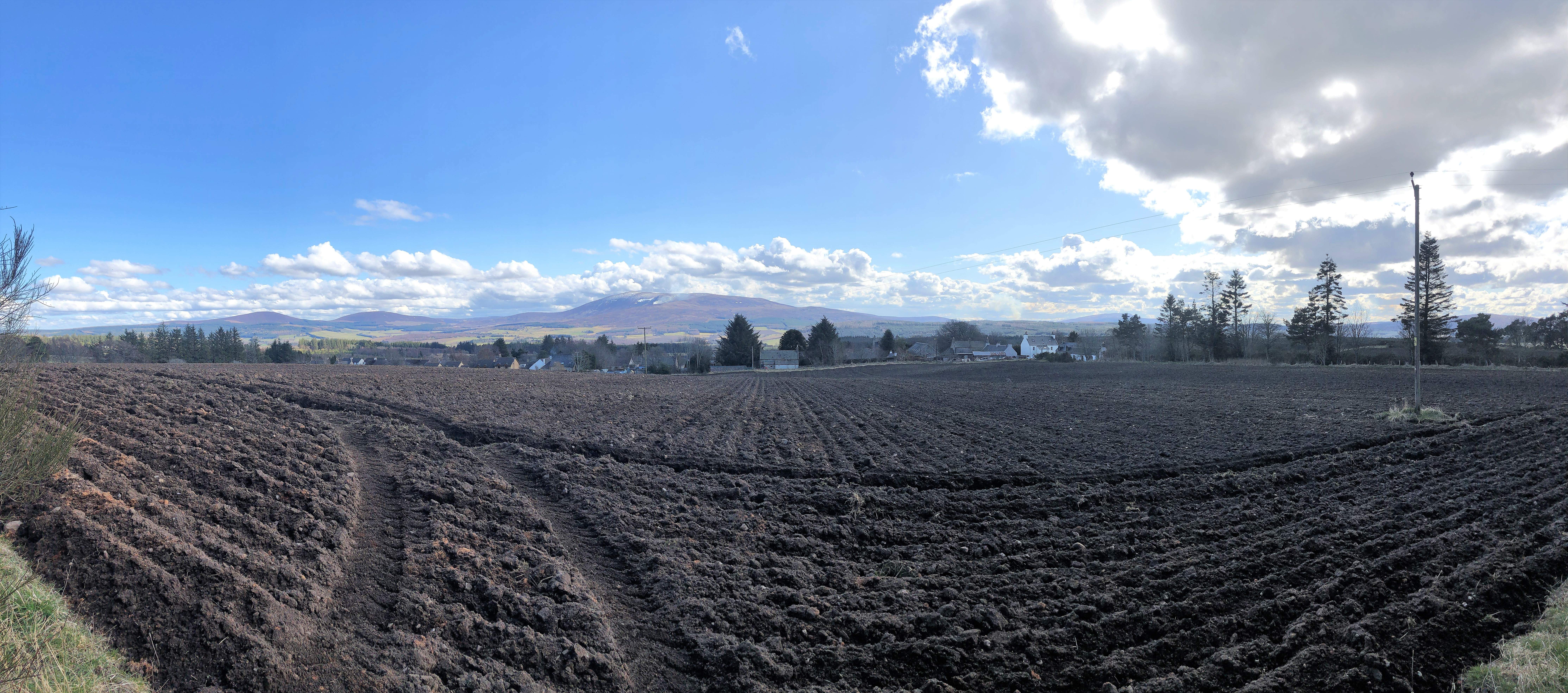 A panoramic view of the village and Ben Rinnes from the village walk