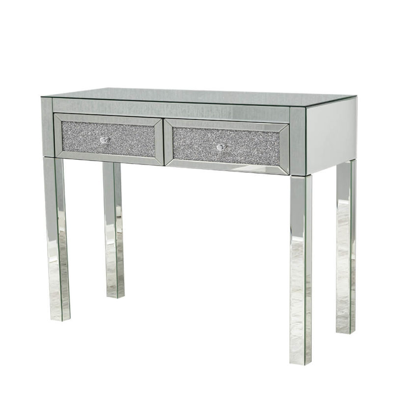 Designer Crushed Crystal Glass Console Table