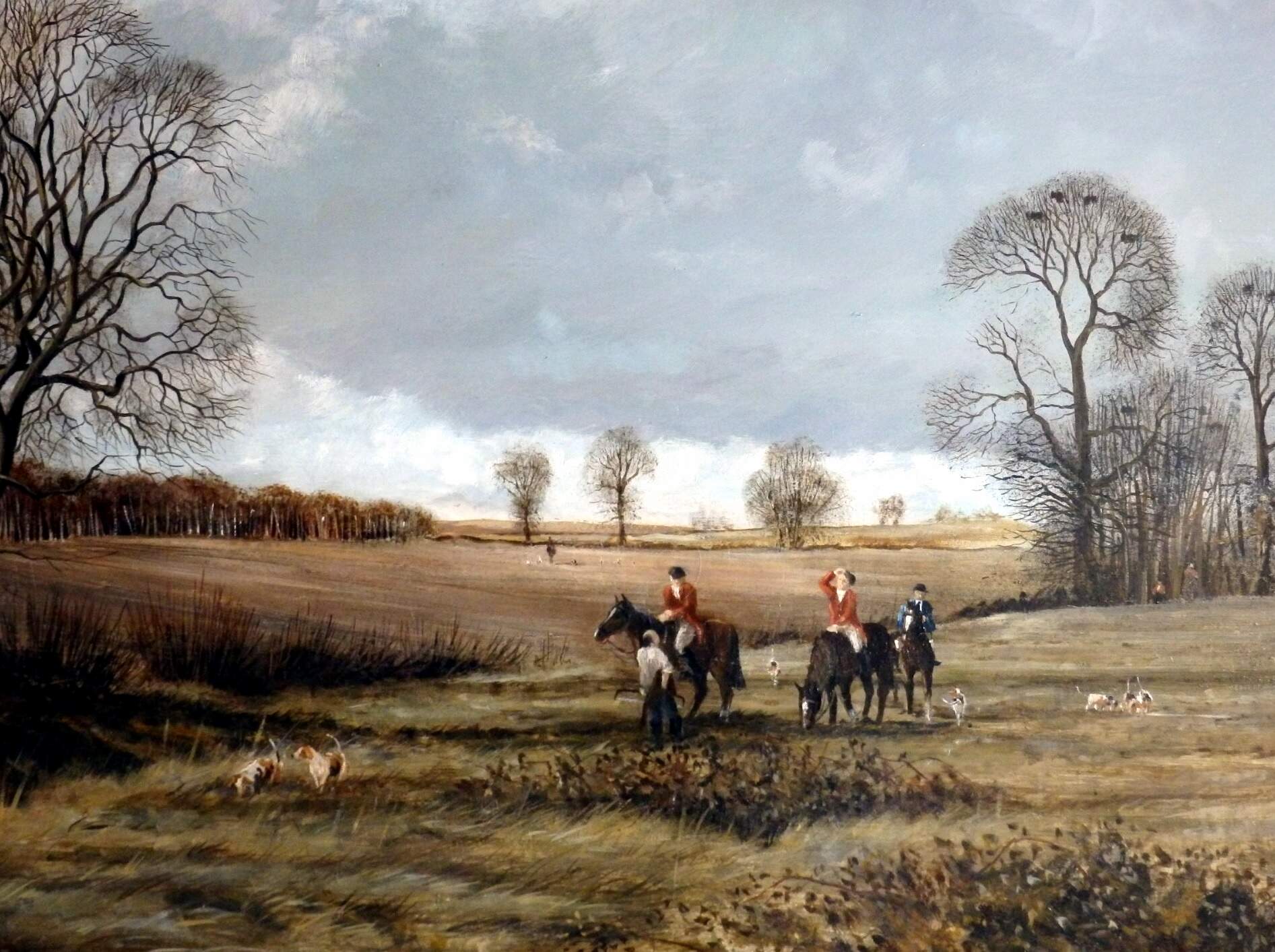 THE HUNTING FOR A FOX. OIL PAINTING ON BOARD. JOHN EDMUND MACE.