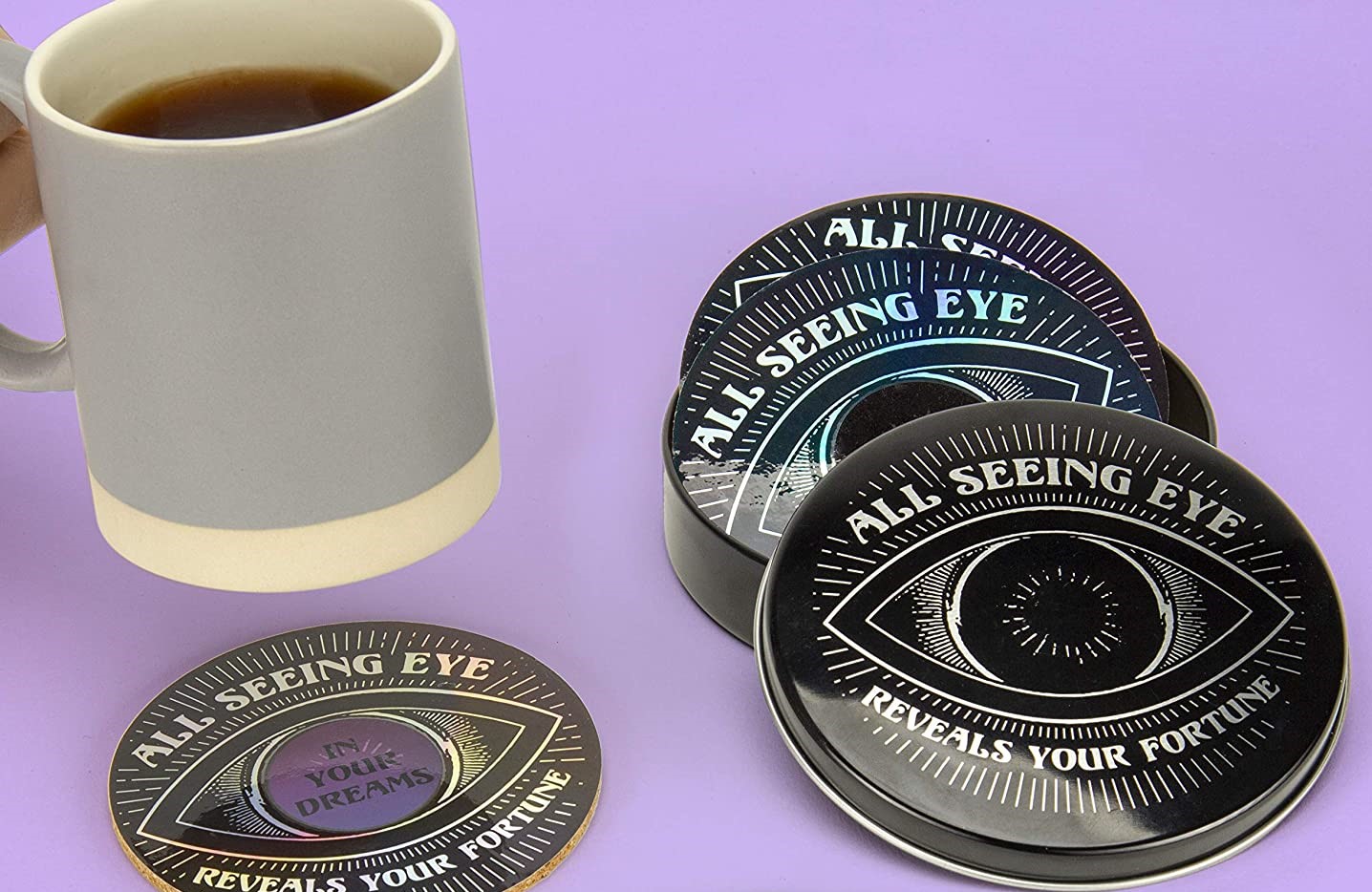 All Seeing Eye Coasters - Heat Changing Coasters that Reveal Your Fortune
