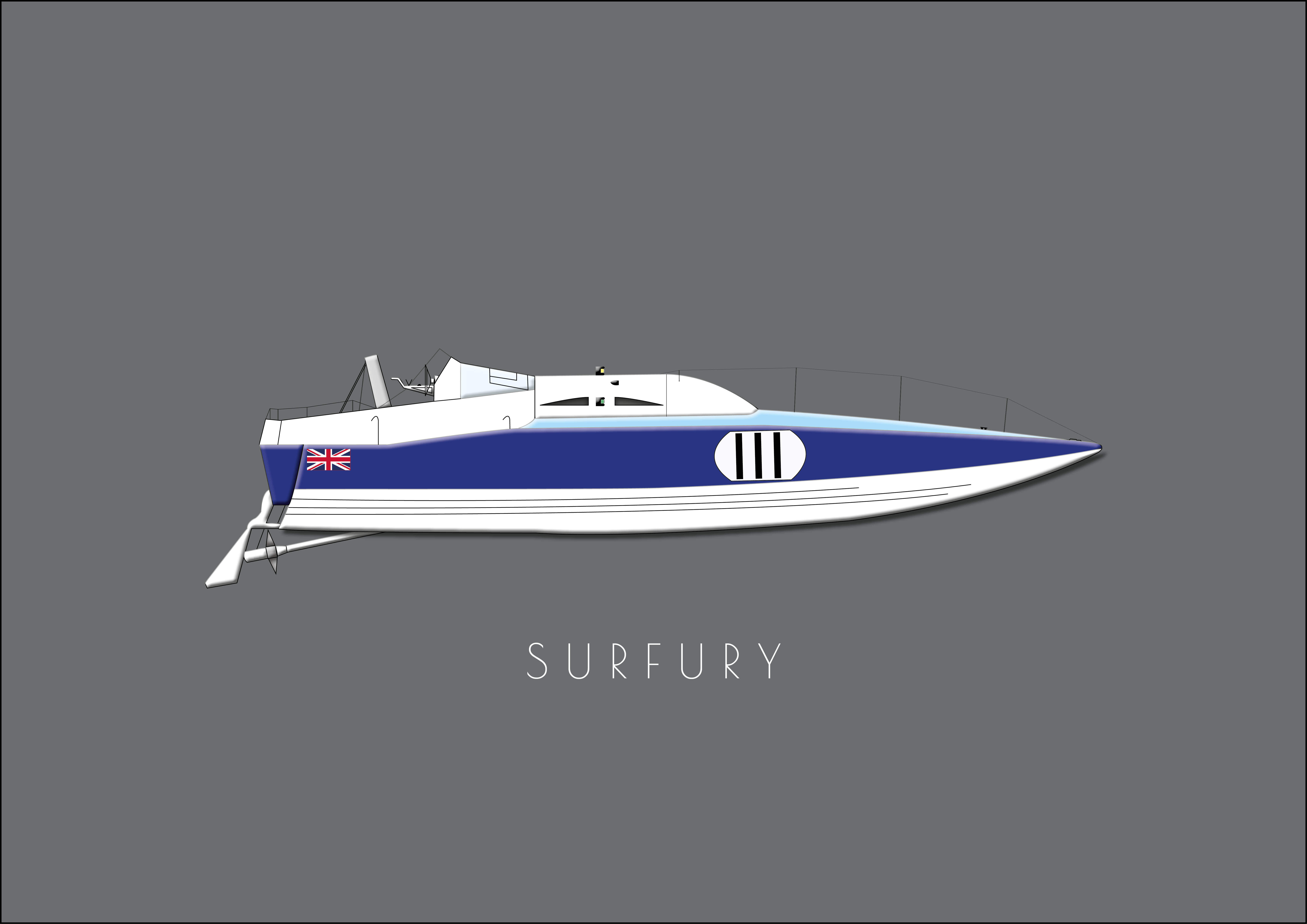 Powerboat "Surfury" - Single postcard