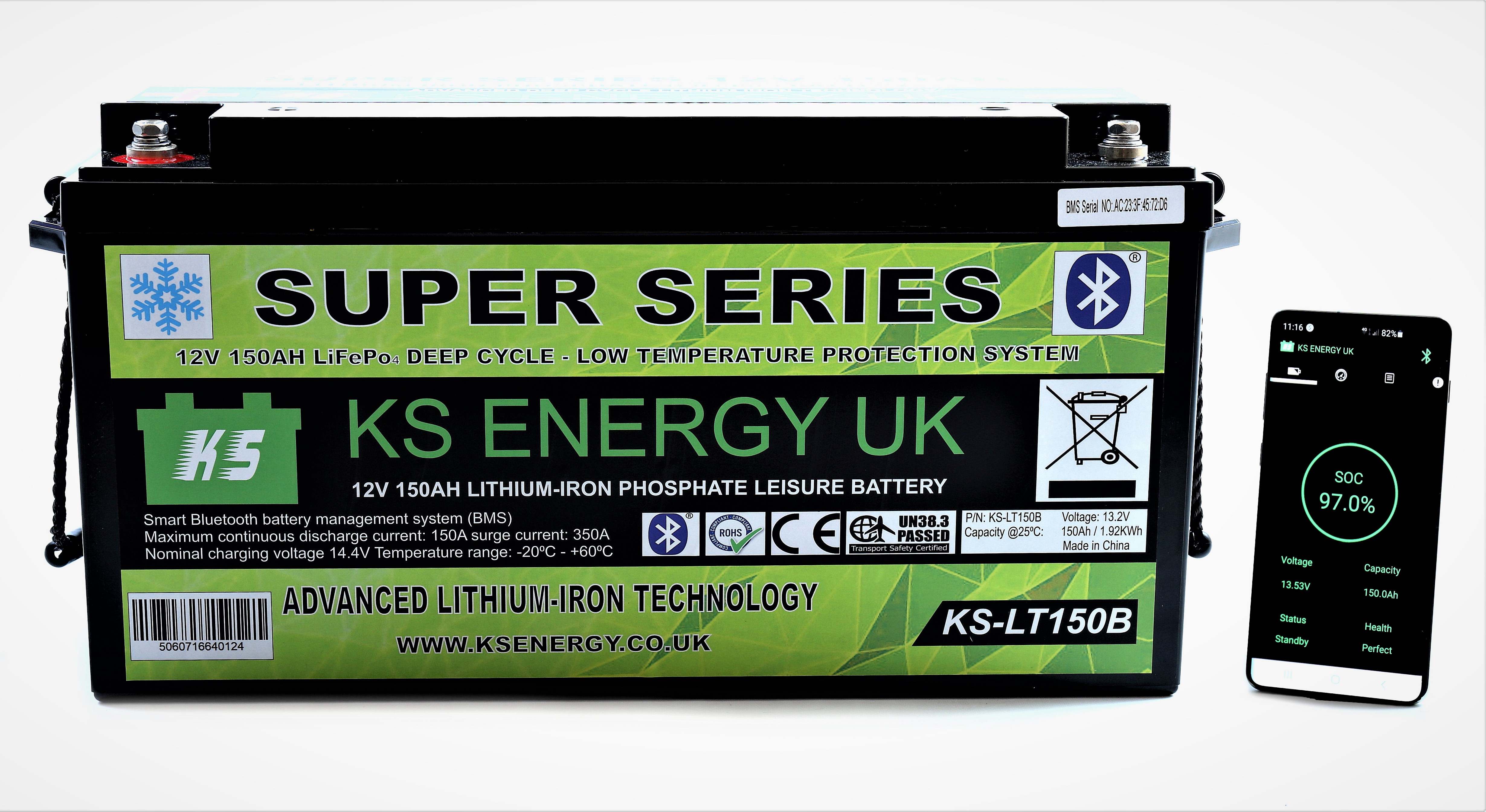 4): KS-LT150B 12v 150AH Super Series Bluetooth High Power lithium leisure battery